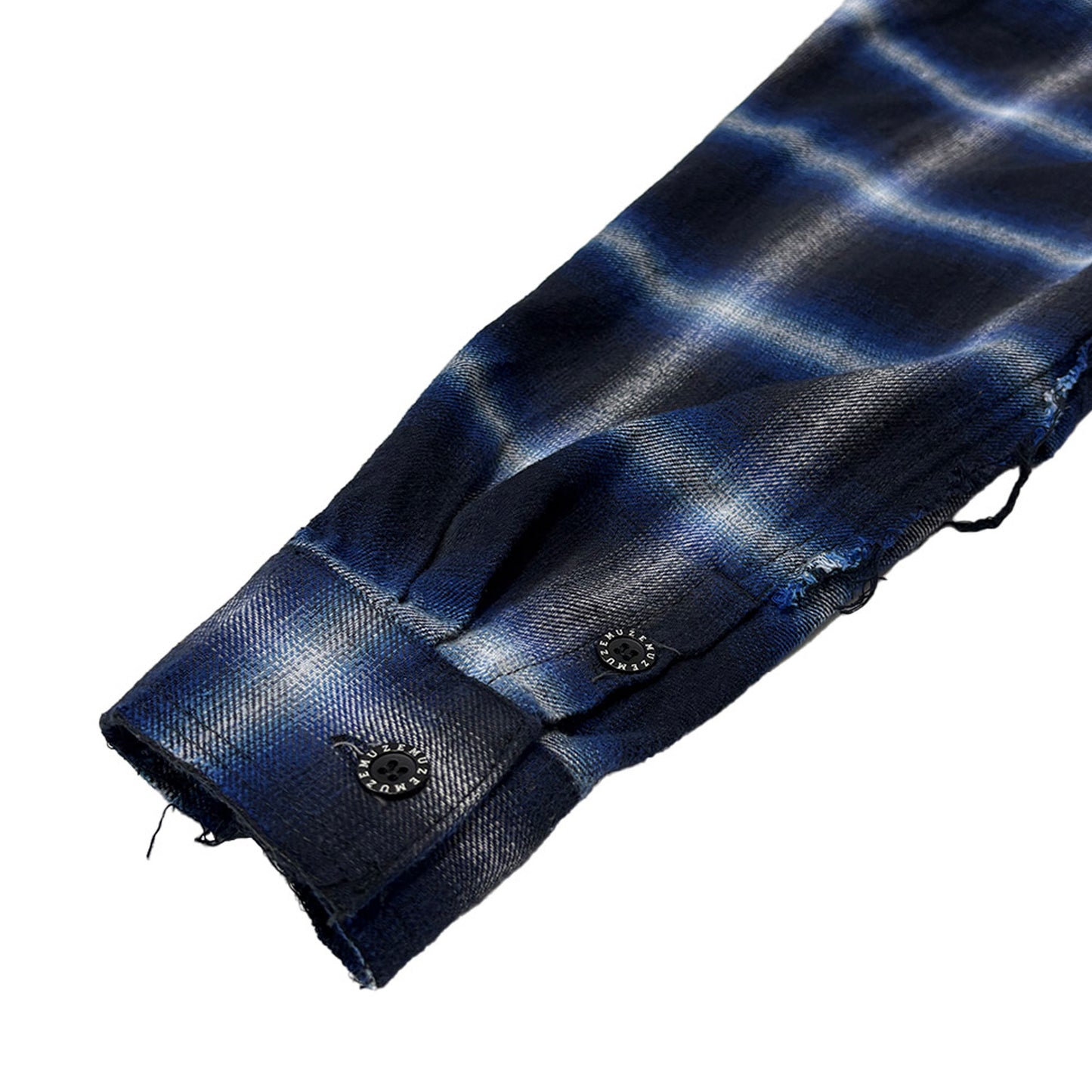 MUZE TURQUOISE LABEL -【CRASHED OMBRE CHECK SHIRT(BLUE)】ミューズ オンブレ チェック シャツ クラッシュ ダメージ ブルー