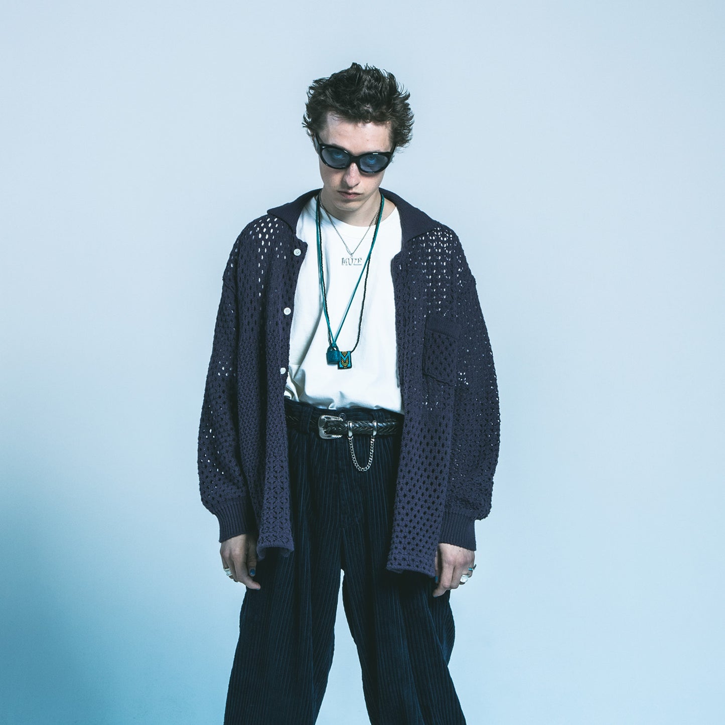 MUZE TURQUOISE LABEL × FACCIES - REC MESH PW LS SH(PURPLE) ミューズ ファッチーズ 2023年春夏 メッシュシャツ パープル