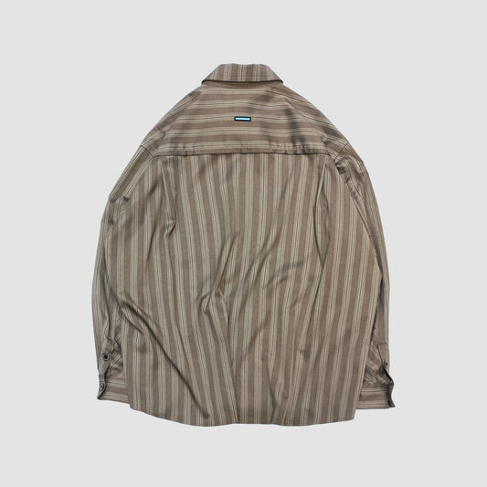 MUZE TURQUOISE LABEL - VILOFT® STRIPE SH(BROWN)ミューズ ストライプ シャツ ブラウン