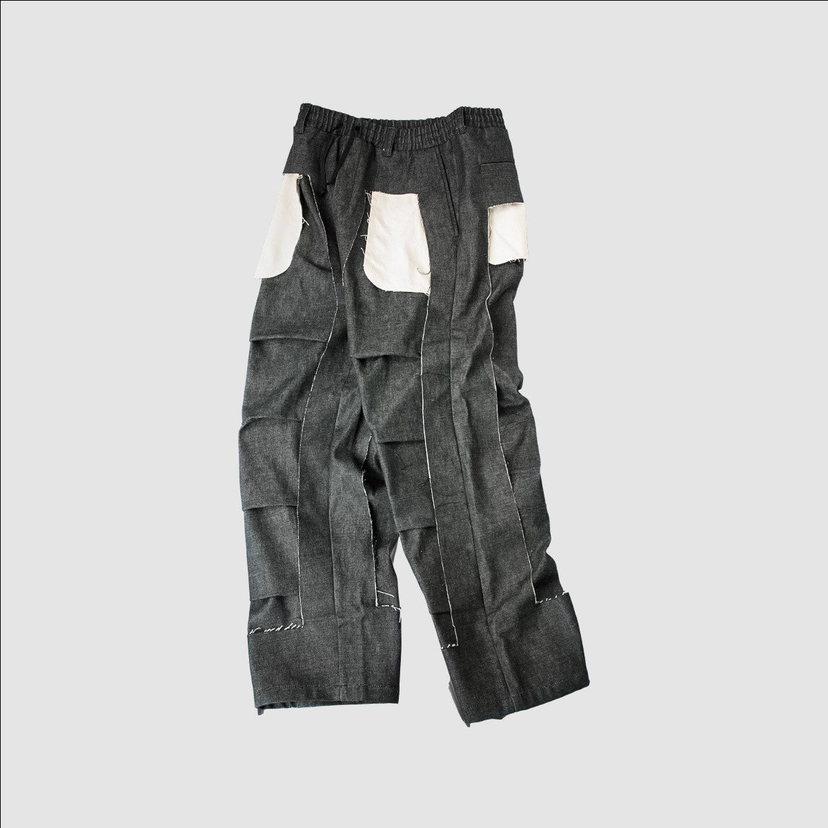 MUZE TURQUOISE LABEL - DENIM 3D TROUSERS(BLACK×WHITE) ミューズ デニム トラウザーズ ブラック ホワイト