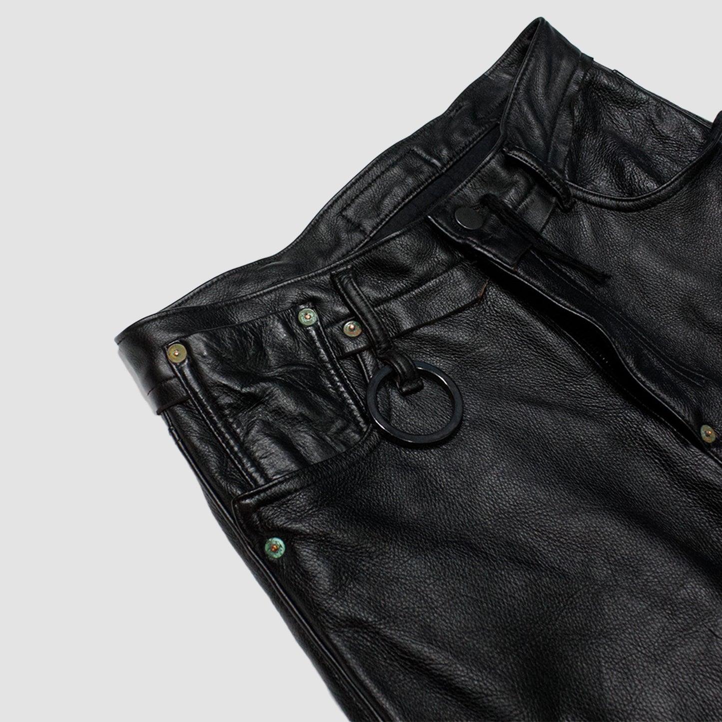 MINUS - Lot20607Z(BROEWN CORE)(BLACK) マイナス レザー パンツ フレア 茶芯 ブラック