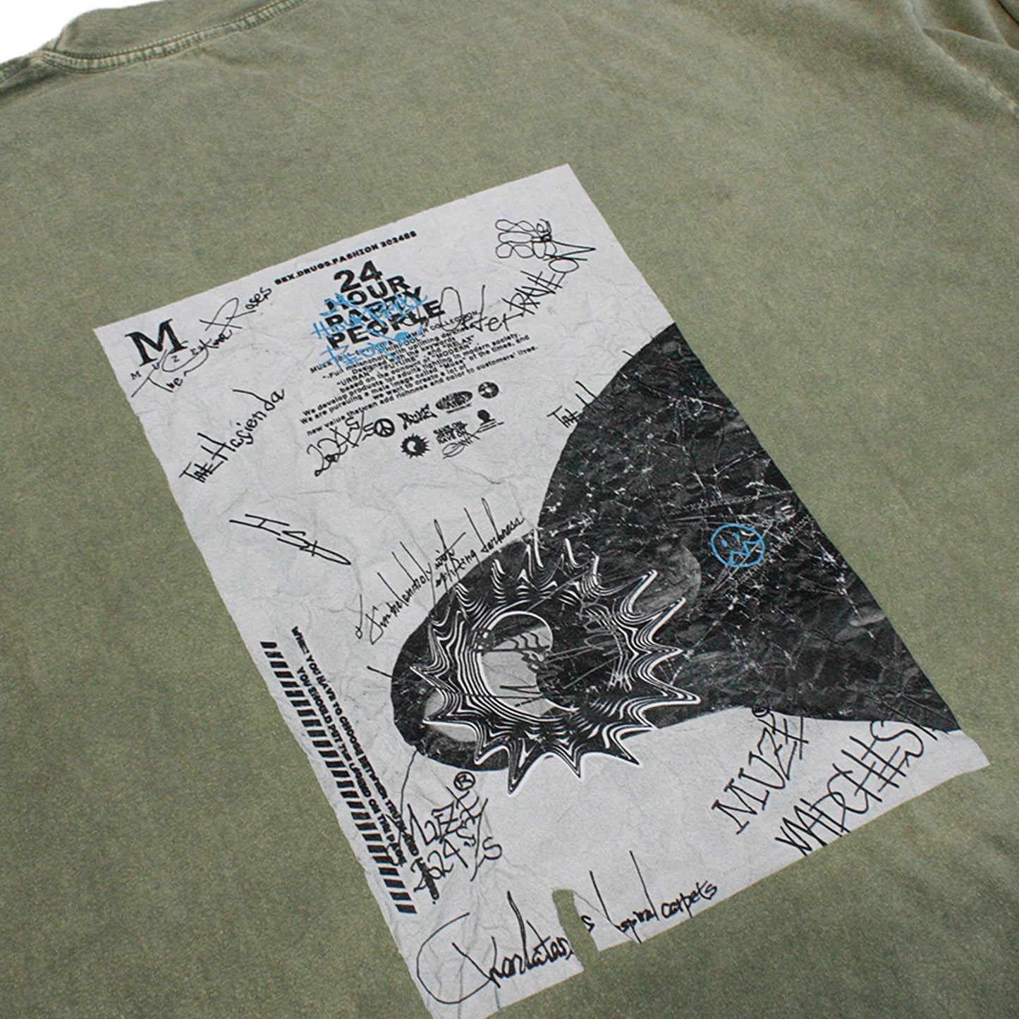 MUZE BLACK LABEL -【MUZE 24HOUR PARTY PEOPLE MINERAL WASH T-SH(MATCHA)】ミューズ ミネラル ウォッシュ Tシャツ マッチャ グリーン