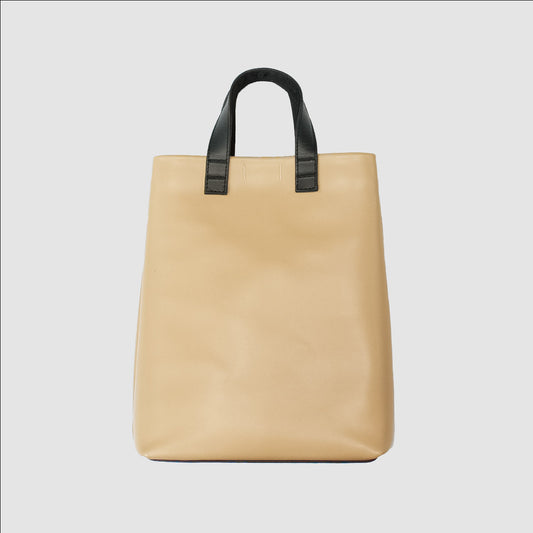 MUZE TURQUOISE LABEL - LEATHER SHOULDER BAG "Teddy" (BEIGE) ミューズ レザー ショルダーバッグ "テディ” ベージュ