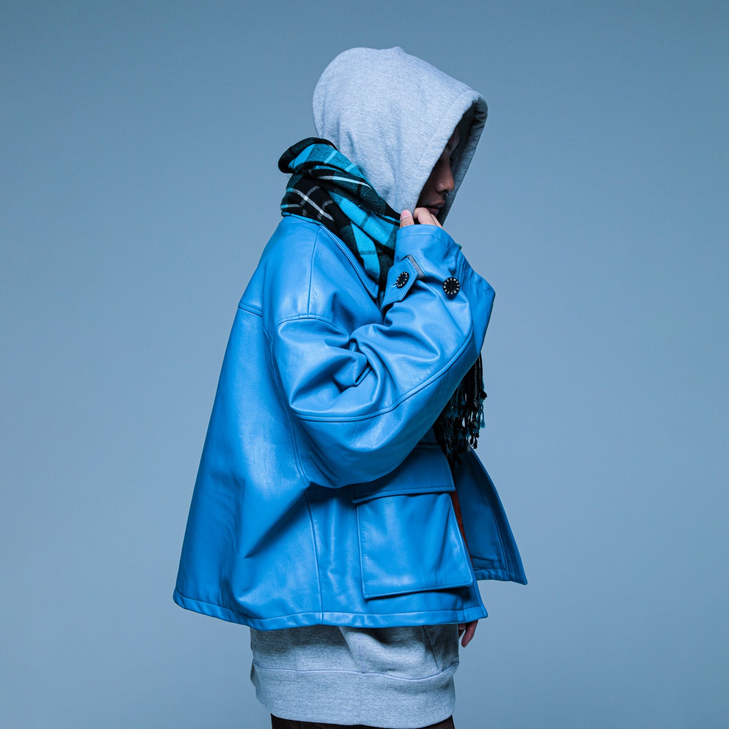 MUZE TURQUOISE LABEL - OVERSIZED LEATHER BLOUSON(TURQUOISE)ミューズ オーバーサイズ ビッグ ブルソン レザー ターコイズ