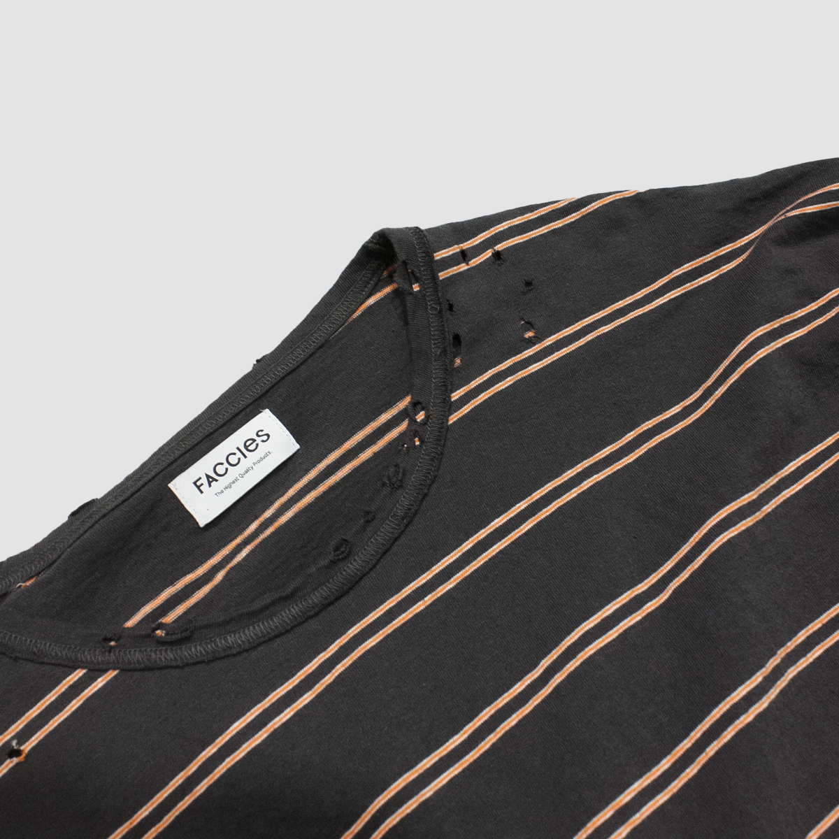 FACCIES - VINTAGE DAMAGE BD LS(BLACK) ファッチーズ ボーダー ロング Tシャツ ダメージ ブラック