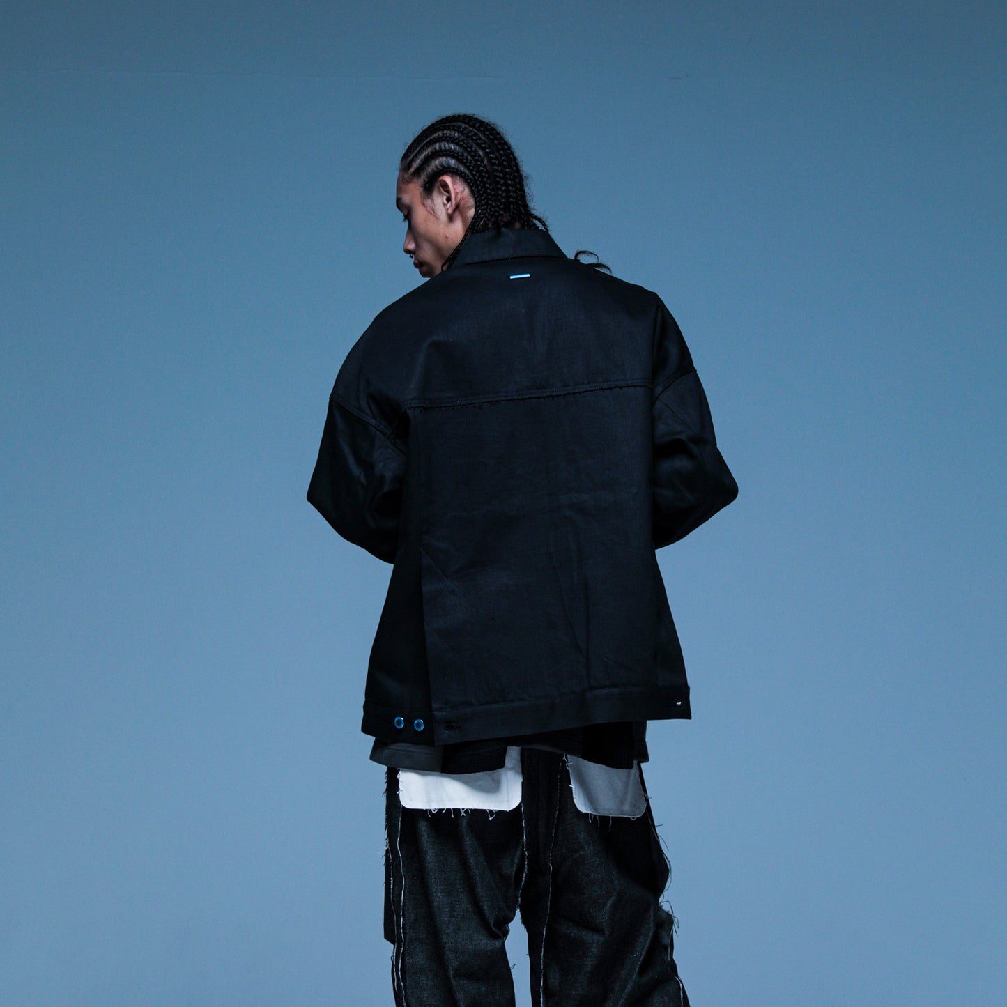 MUZE TURQUOISE LABEL - HEM SLIT WIDE DENIM JACKET(BLACK)ミューズ ヘムスリット デニム ジャケット ワイド ブラック