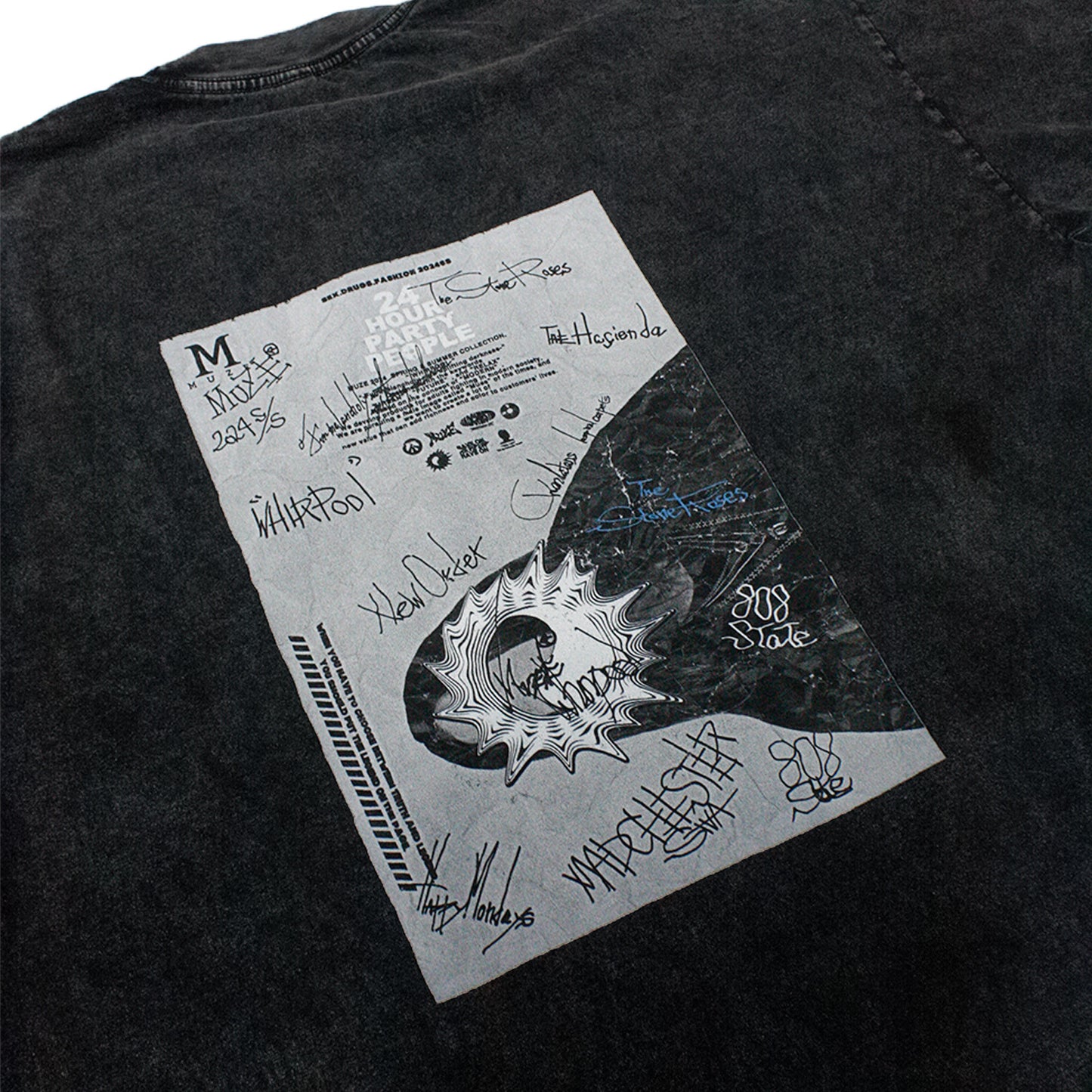 MUZE BLACK LABEL - 【MUZE 24HOUR PARTY PEOPLE MINERAL WASH T-SH(CARBON BLACK)】ミューズ ミネラルウォッシュ Tシャツ カーボン ブラック