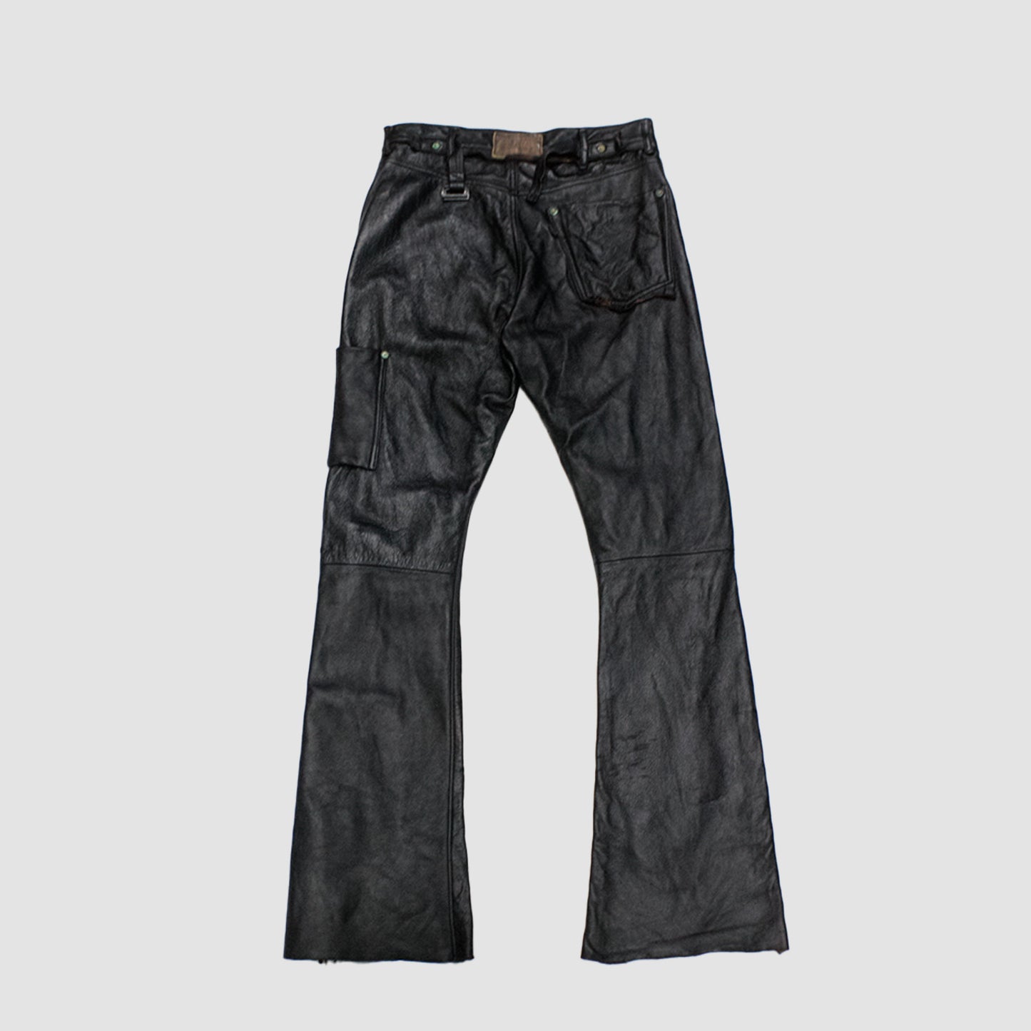 MINUS - Lot20607Z(BROEWN CORE)(BLACK) マイナス レザー パンツ フレア 茶芯 ブラック