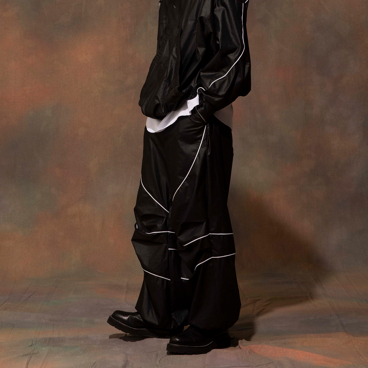 MUZE TURQUOISE LABEL - PIPING WIDE PANTS(BLACK)ミューズ パイピング ワイド パンツ ブラック