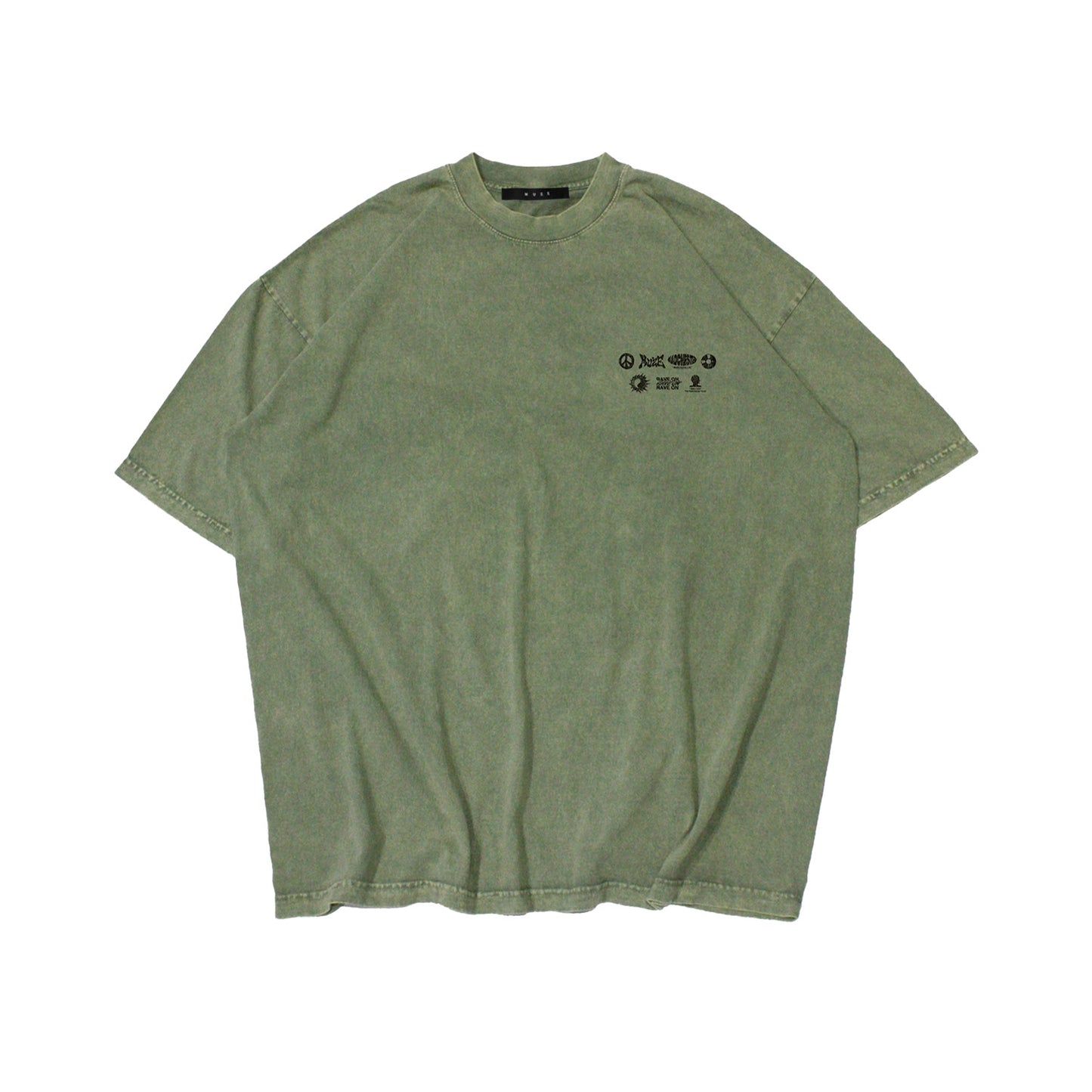 MUZE BLACK LABEL -【MUZE 24HOUR PARTY PEOPLE MINERAL WASH T-SH(MATCHA)】ミューズ ミネラル ウォッシュ Tシャツ マッチャ グリーン