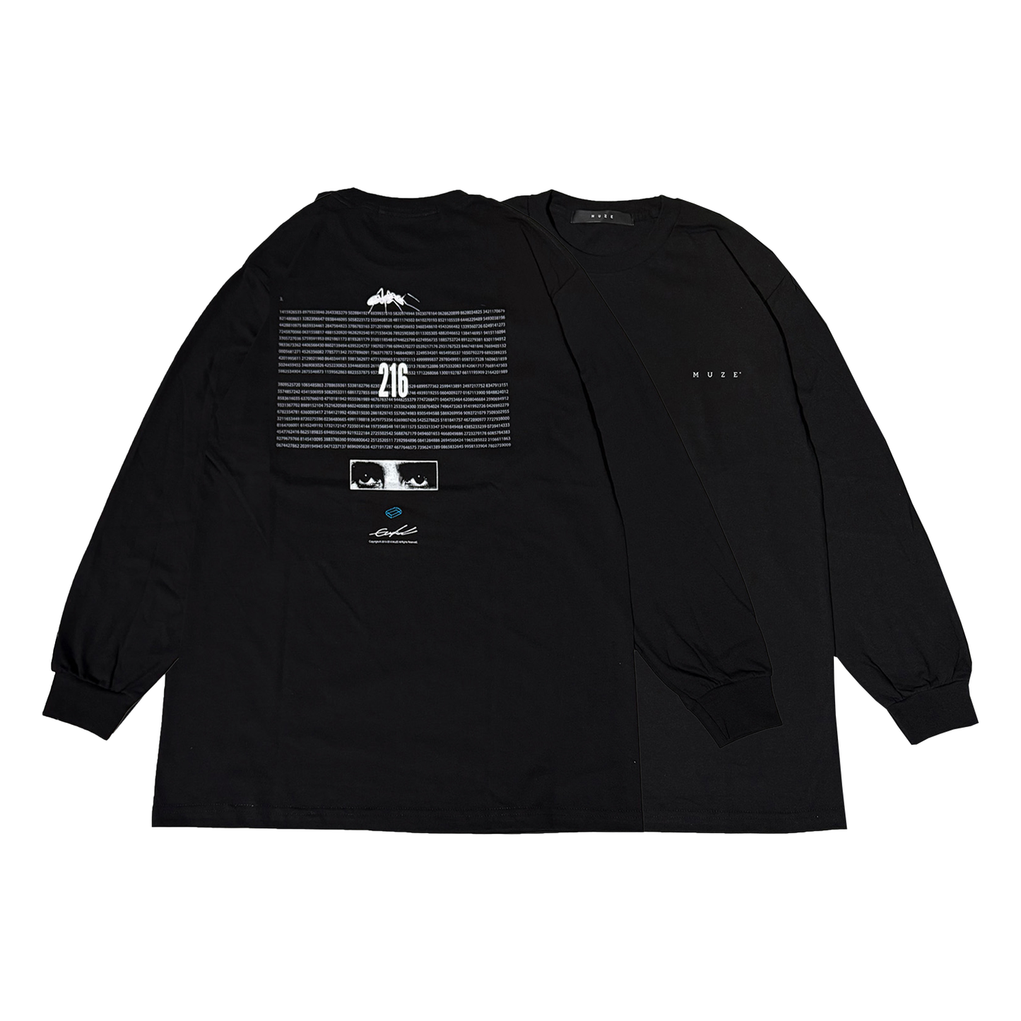 MUZE BLACK LABEL -【EUCLID L/S T-SH(BLACK×WHITE)】ミューズ ユークリッド ロングスリーブ ブラック ホワイト