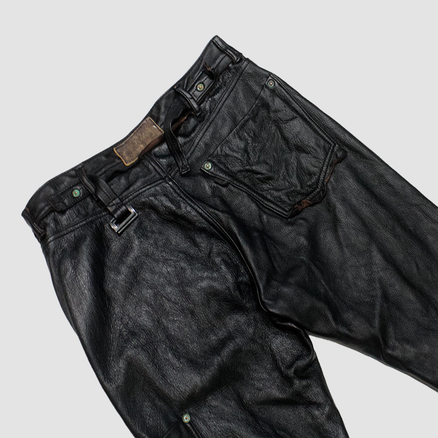MINUS - Lot20607Z(BROEWN CORE)(BLACK) マイナス レザー パンツ フレア 茶芯 ブラック