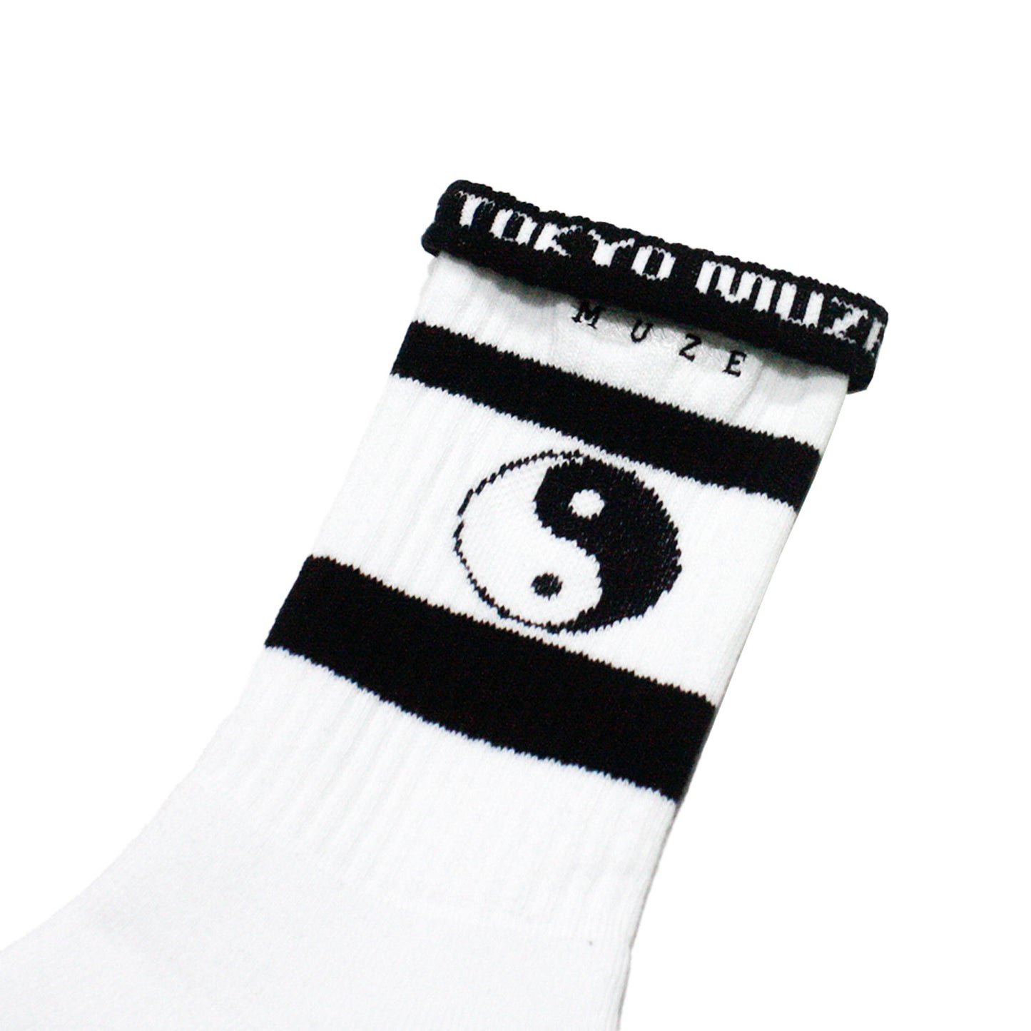 MUZE -【MUZE LOGO YIN-YANG SOX(WHITE × BLACK)】ミューズ ロゴ インヤン ソックス ブラック ホワイト