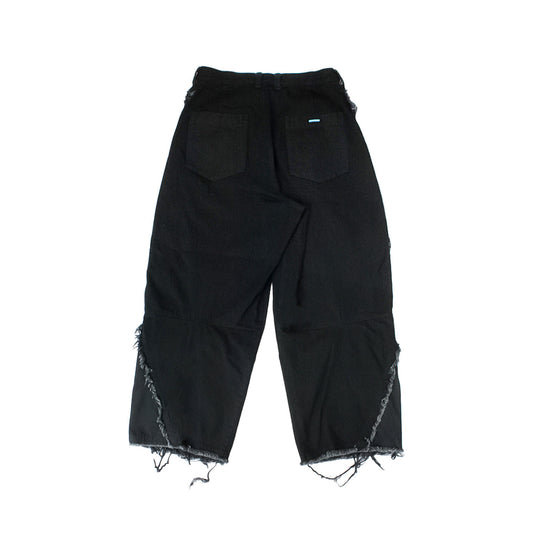 MUZE TURQUOISE LABEL - SWITCHING DENIM CARVE PANTS(BLACK)ミューズ 切り替え デニム パンツ ブラック