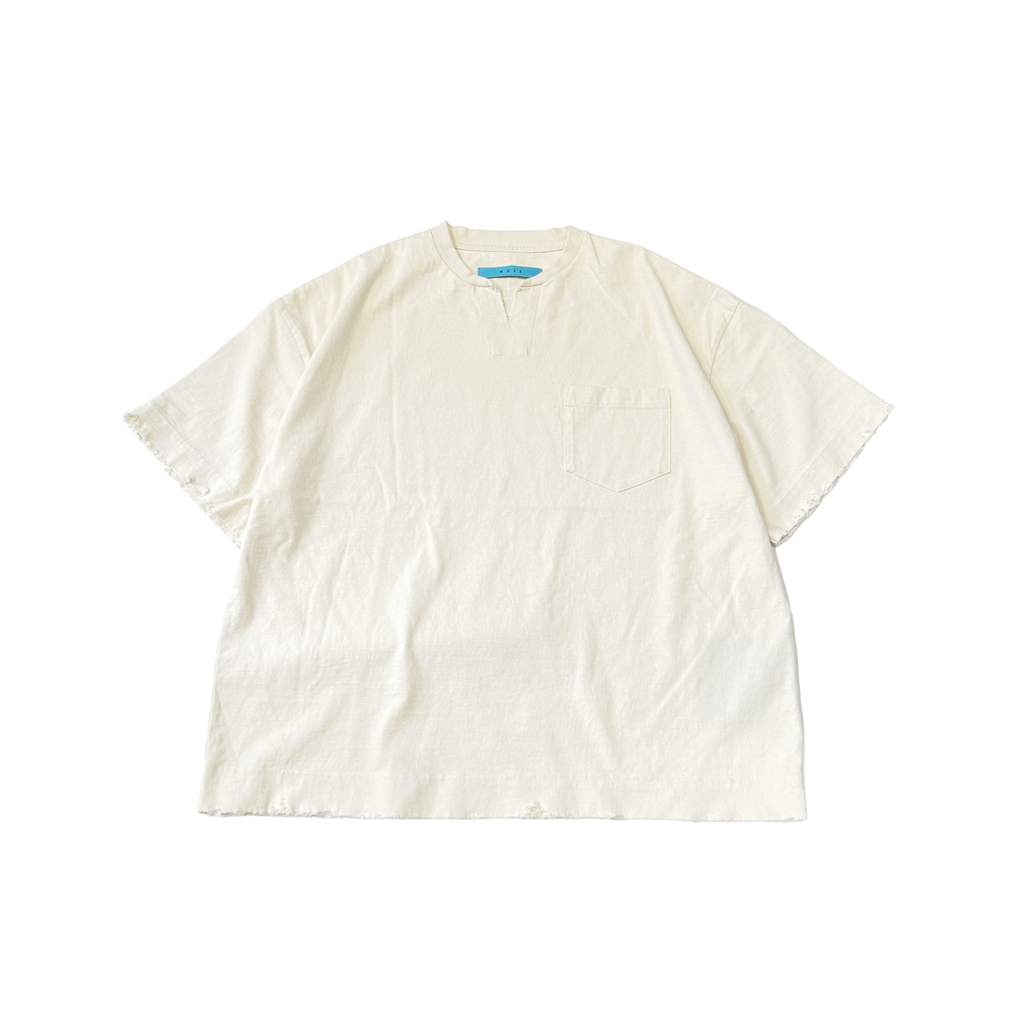 MUZE TURQUOISE LABEL -【DAMAGE SKIPPER TEE (WHITE)】ミューズ ダメージスキッパーTシャツ ホワイト