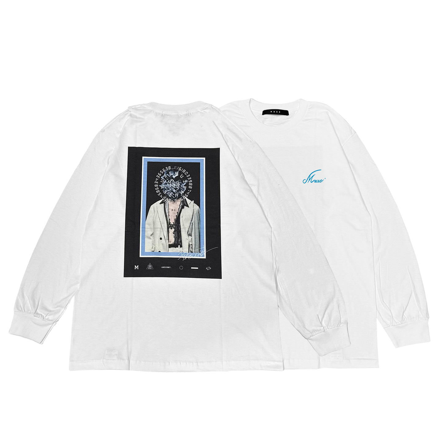 MUZE BLACK LABEL -【PERSONAL L/S T-SH(WHITE×TURQUOISE)】ミューズ パーソナル ロングスリーブ ホワイト ターコイズ