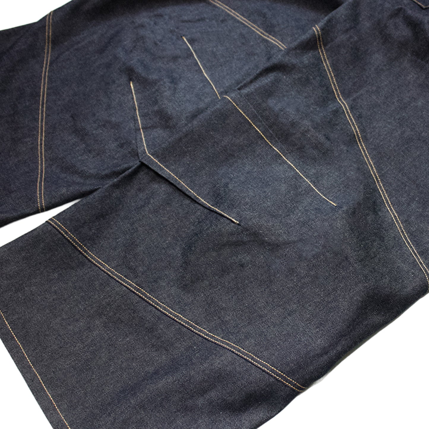 MUZE®︎ TURQUOISE LABEL -【RIGID DENIM COVERD KNEE PANEL TROUSERS(INDIGO)】ミューズ リジッドデニム パネル トラウザーズ インディゴ