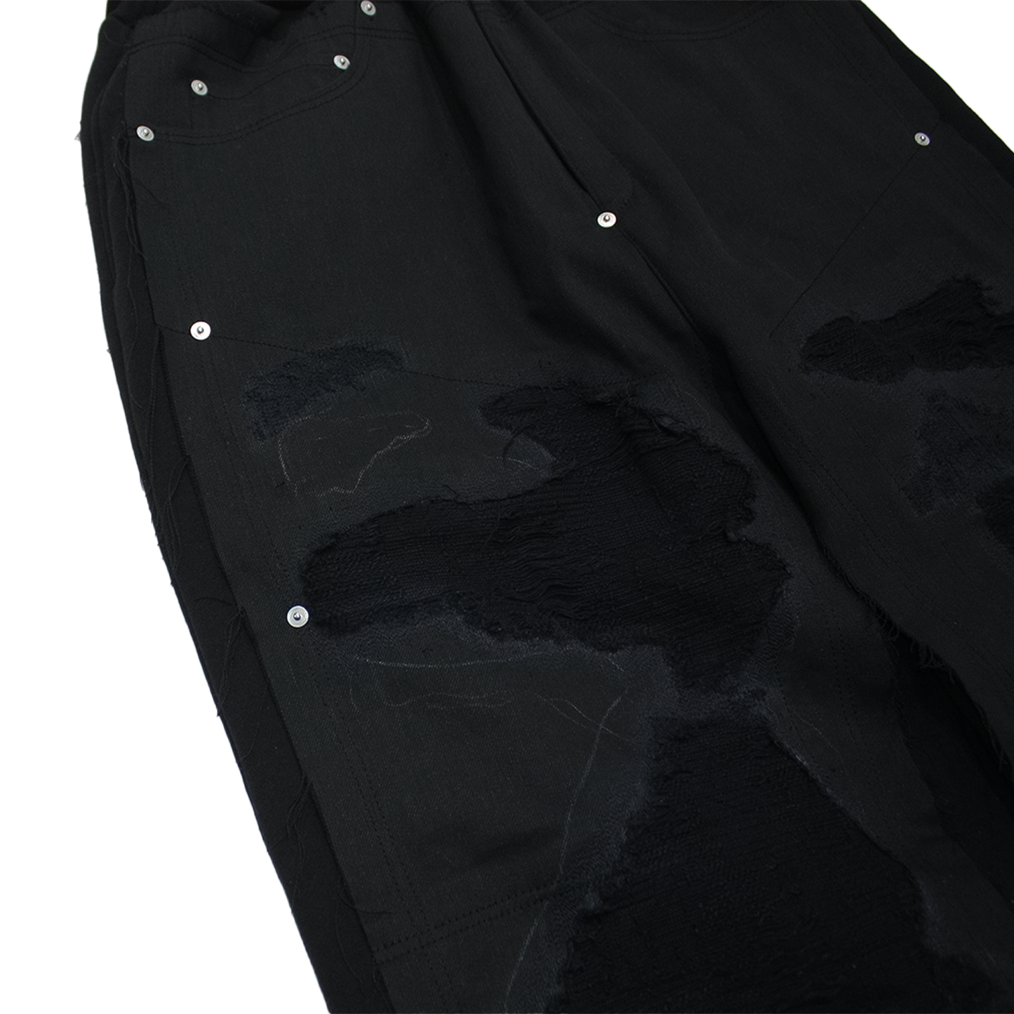 MUZE TURQUOISE LABEL × MINUS【SWEAT DOCKING CRUSH DENIM TROUSERS】ミューズ マイナス スウェット ドッキング デニム トラウザー クラッシュ ダメージ