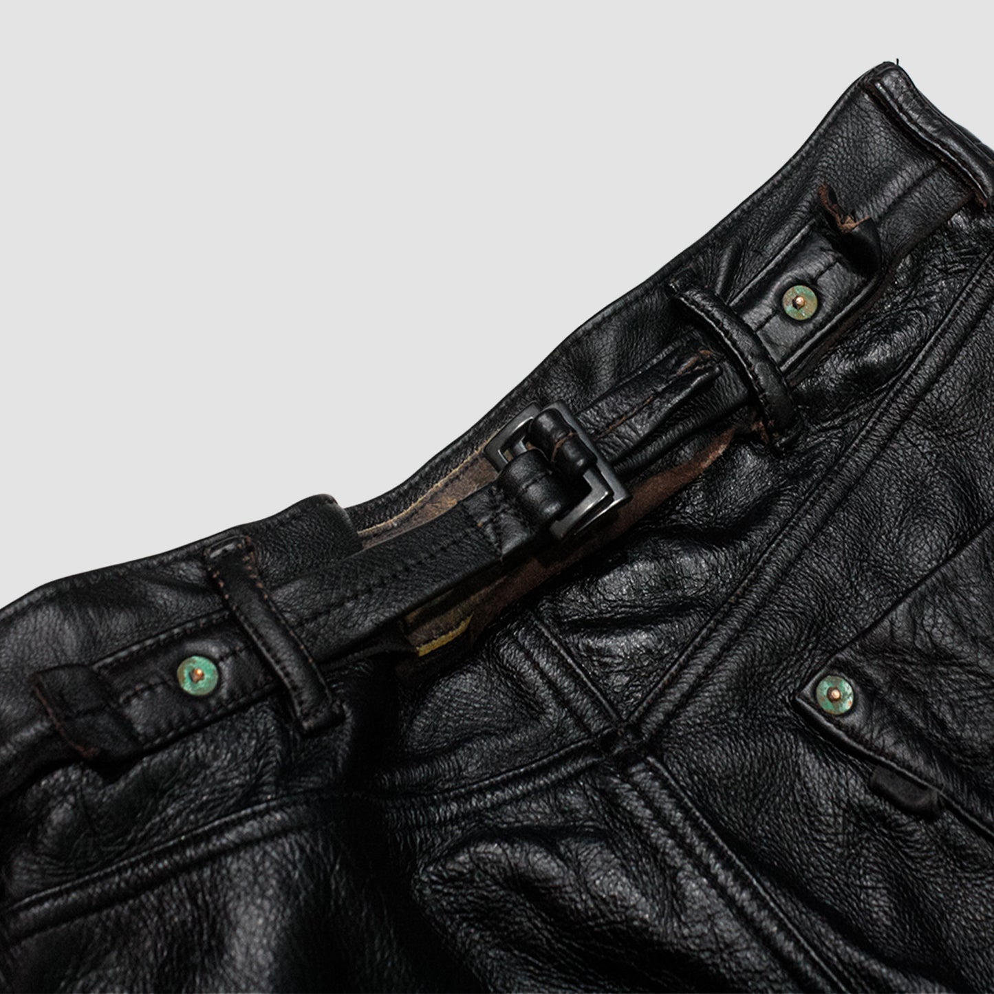 MINUS - Lot20607Z(BROEWN CORE)(BLACK) マイナス レザー パンツ フレア 茶芯 ブラック
