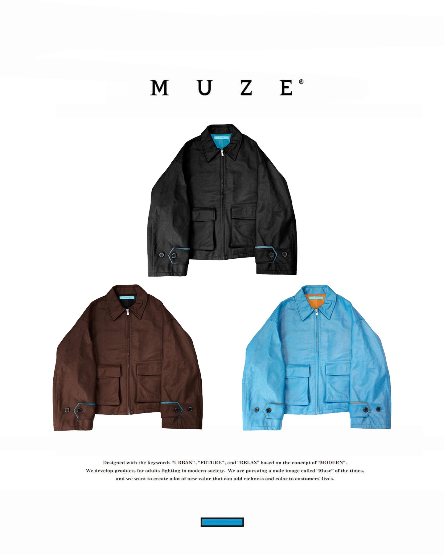 MUZE TURQUOISE LABEL - OVERSIZED LEATHER BLOUSON(BLACK)ミューズ オーバーサイズ ビッグ ブルソン レザー ブラック
