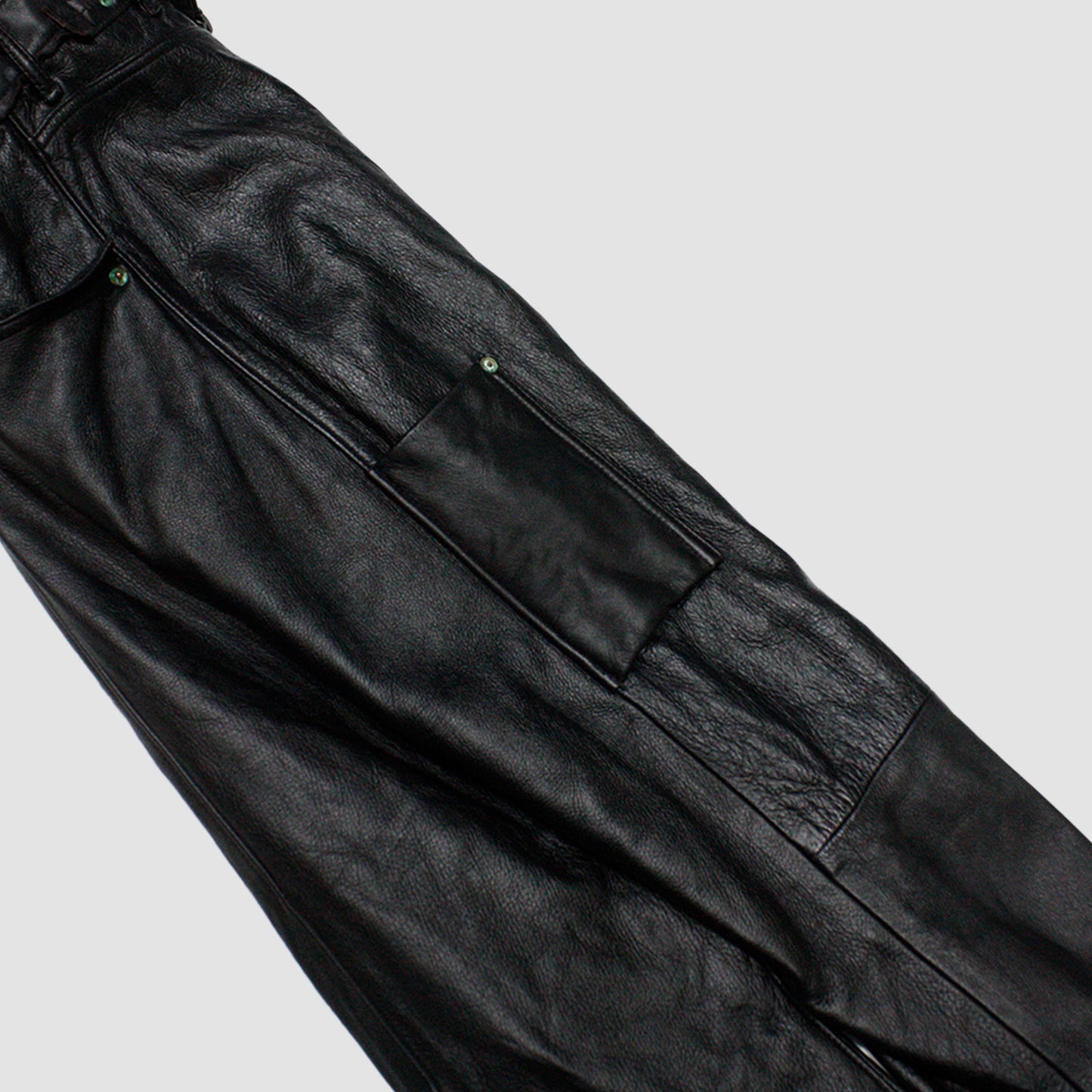 MINUS - Lot20607Z(BROEWN CORE)(BLACK) マイナス レザー パンツ フレア 茶芯 ブラック