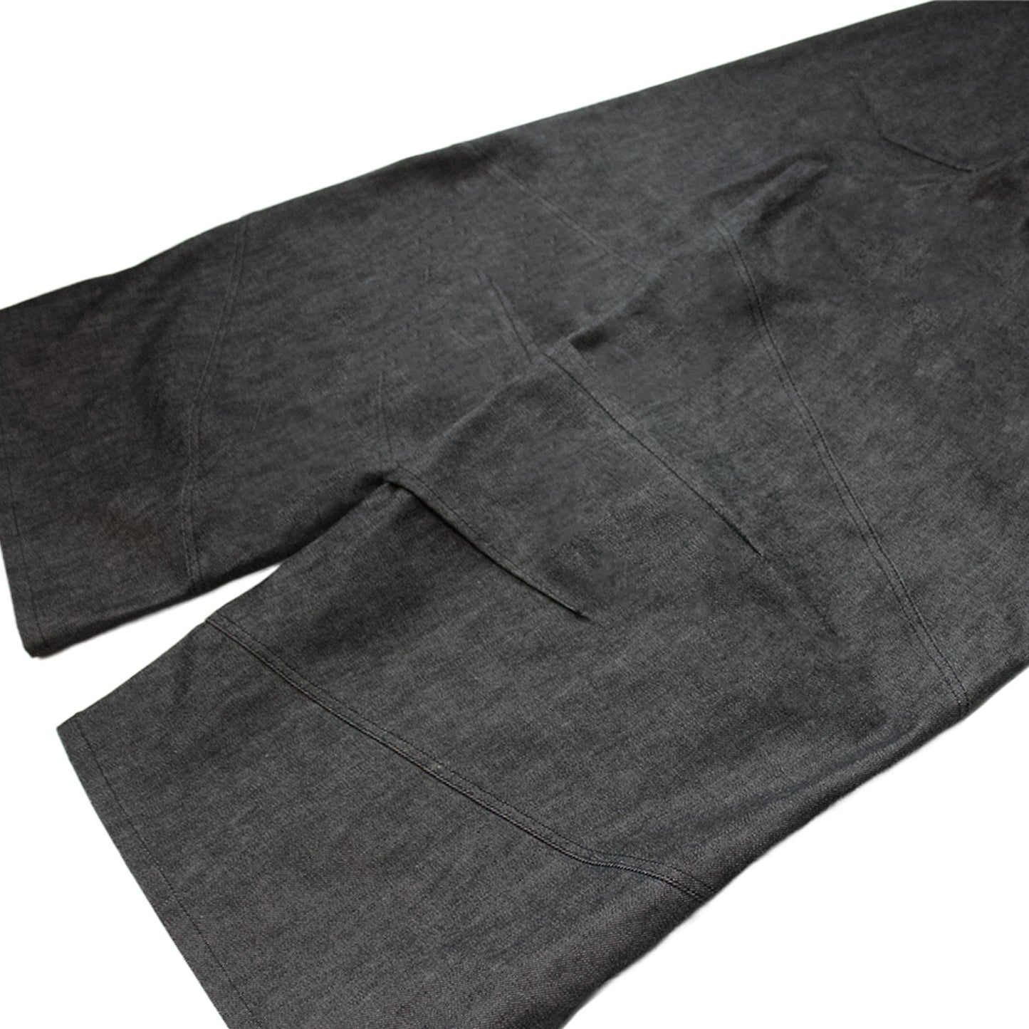 MUZE®︎ TURQUOISE LABEL -【RIGID DENIM COVERD KNEE PANEL TROUSERS(BLACK)】ミューズ リジッドデニム パネル トラウザーズ ブラック