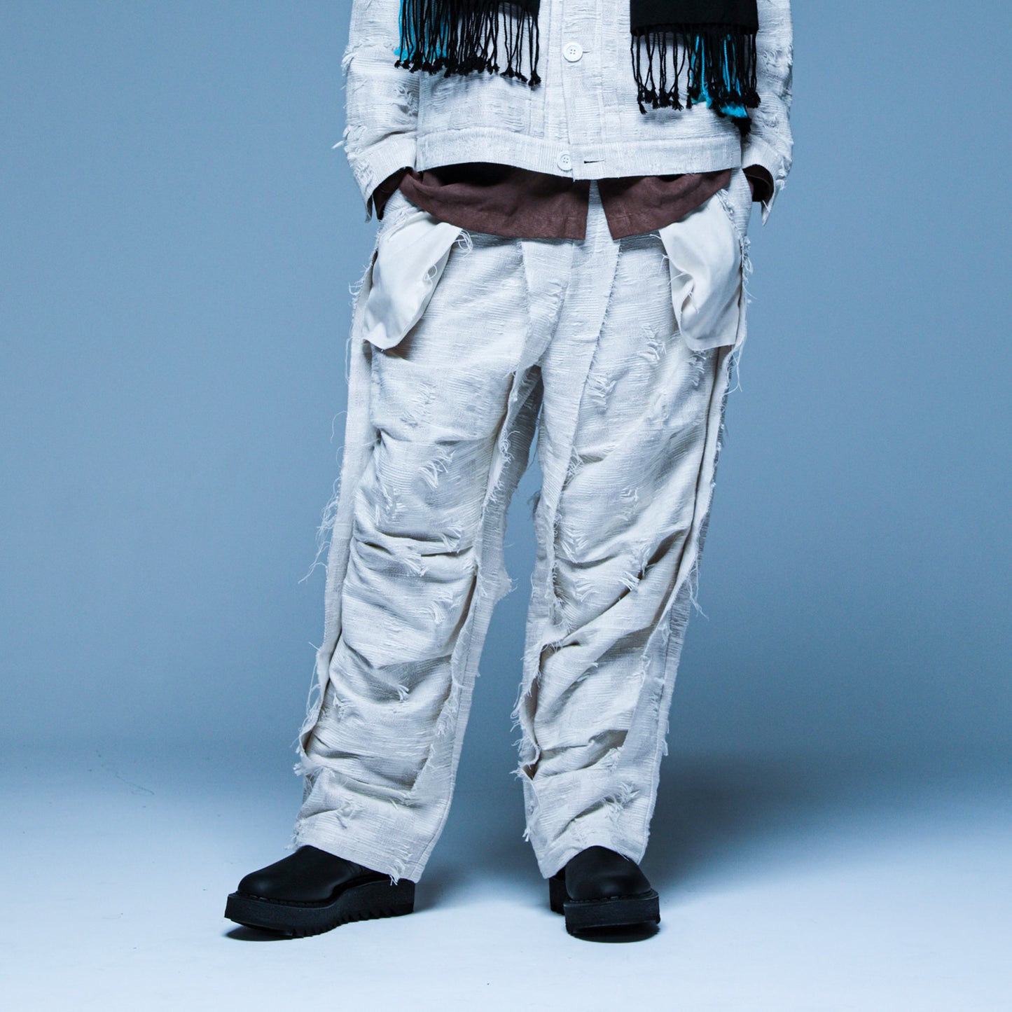 MUZE TURQUOISE LABEL - ×MINUS CUT JACQUARD 3D TROUSERS(OFF WHITE)ミューズ マイナス カットジャガード トラウザー オフホワイト