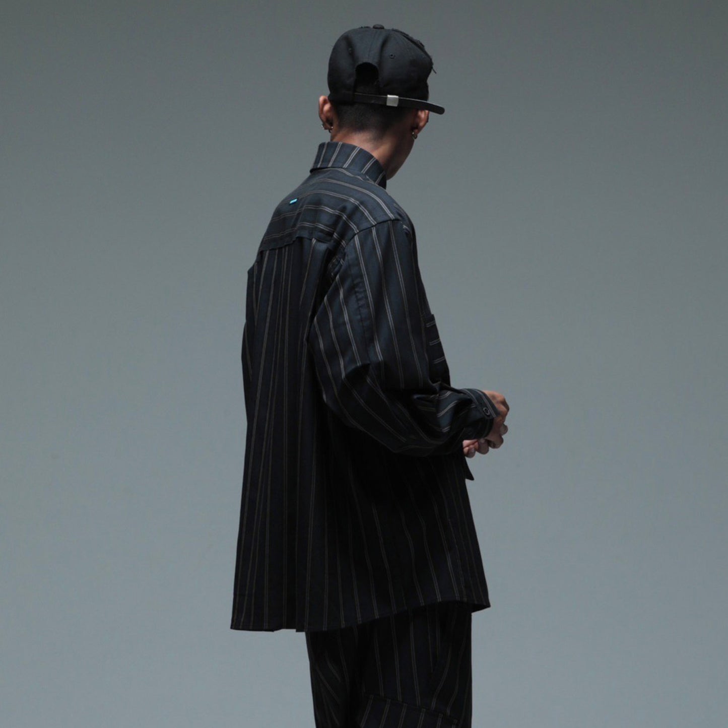 MUZE TURQUOISE LABEL - VILOFT® STRIPE SH(BLACK)ミューズ ストライプ シャツ ブラック