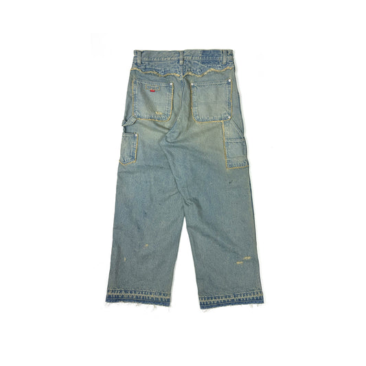 FACCIES - FADED DOUBLE KNEE PAINTER WIDE PT(INDIGO) ファッチーズ ダブルニー ペインターパンツ インディゴ