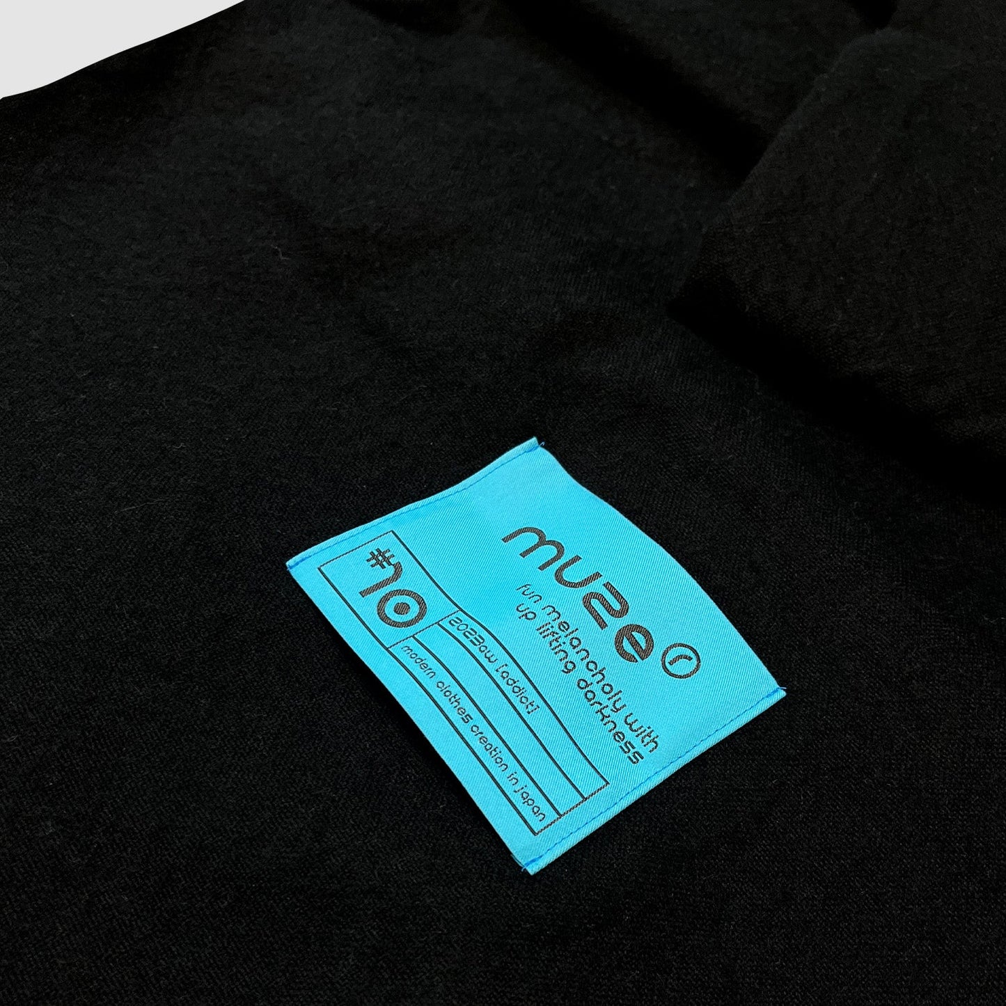 MUZE TURQUOISE LABEL - CASHMERE WOOL SCARF(BLACK × TURQUOISE) ミューズ カシミア ウール スカーフ マフラー ブラック ターコイズ ライン