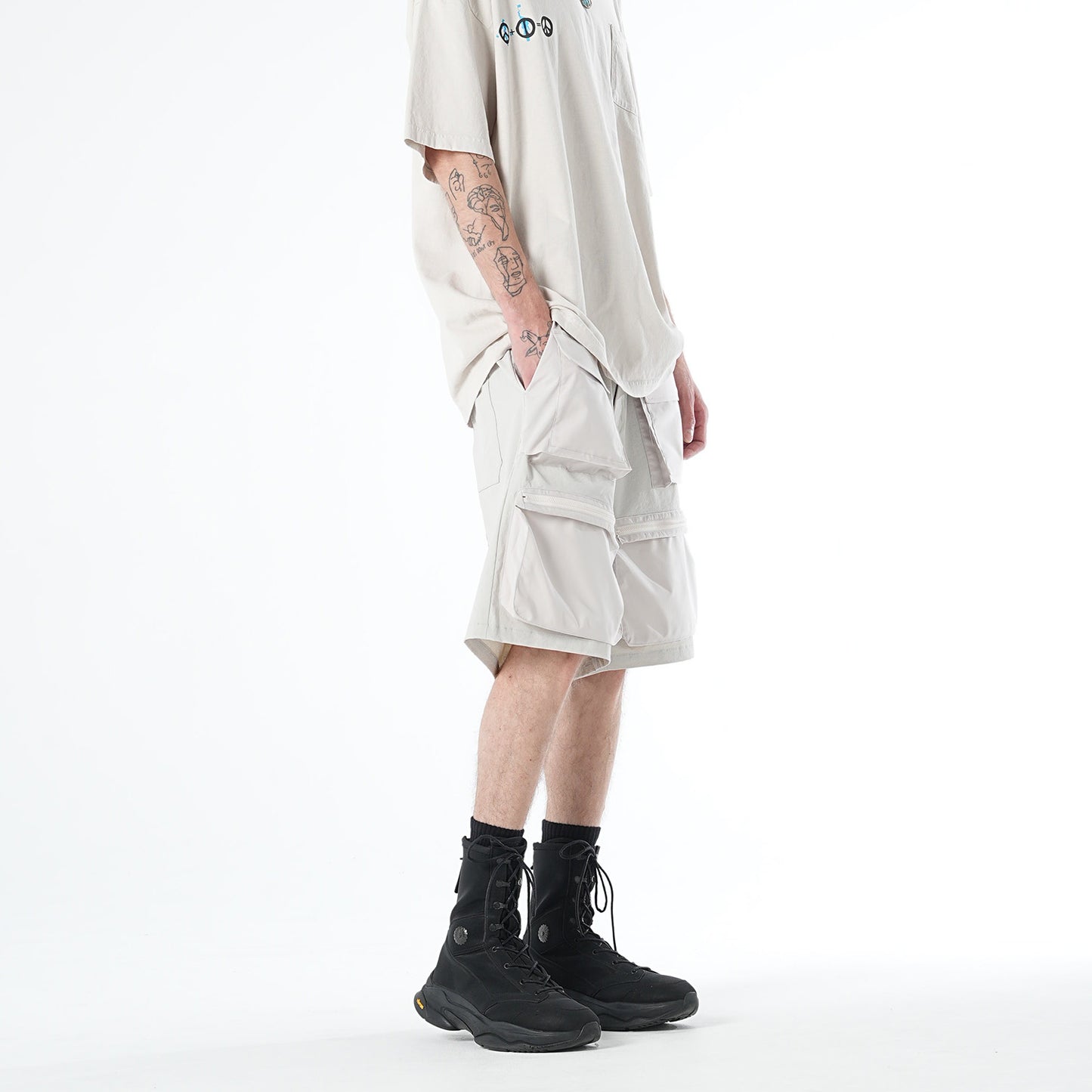 MUZE TURQUOISE LABEL - RIP STOP POCKET SHORTS(WHITE) ミューズ ショーツ ポケット リップストップ ホワイト