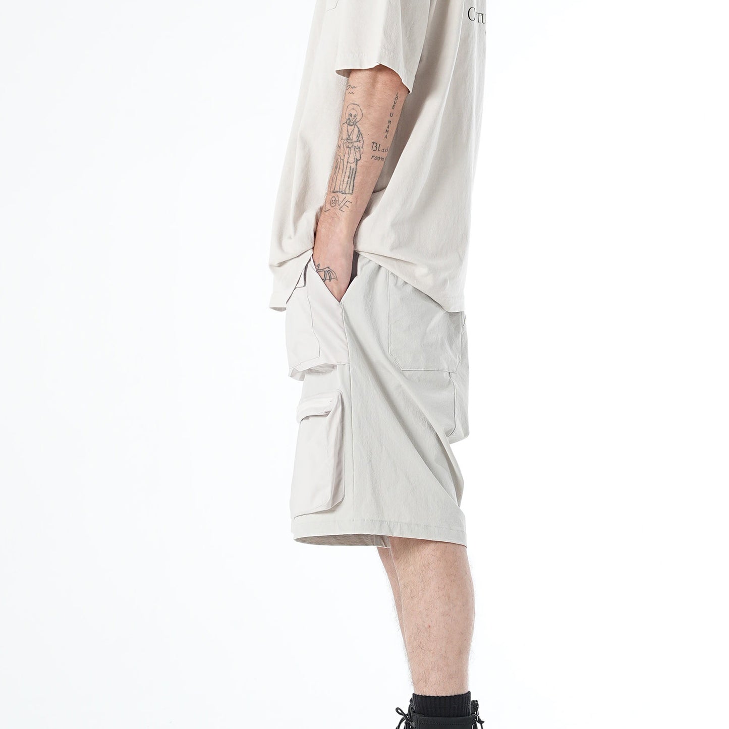 MUZE TURQUOISE LABEL - RIP STOP POCKET SHORTS(WHITE) ミューズ ショーツ ポケット リップストップ ホワイト