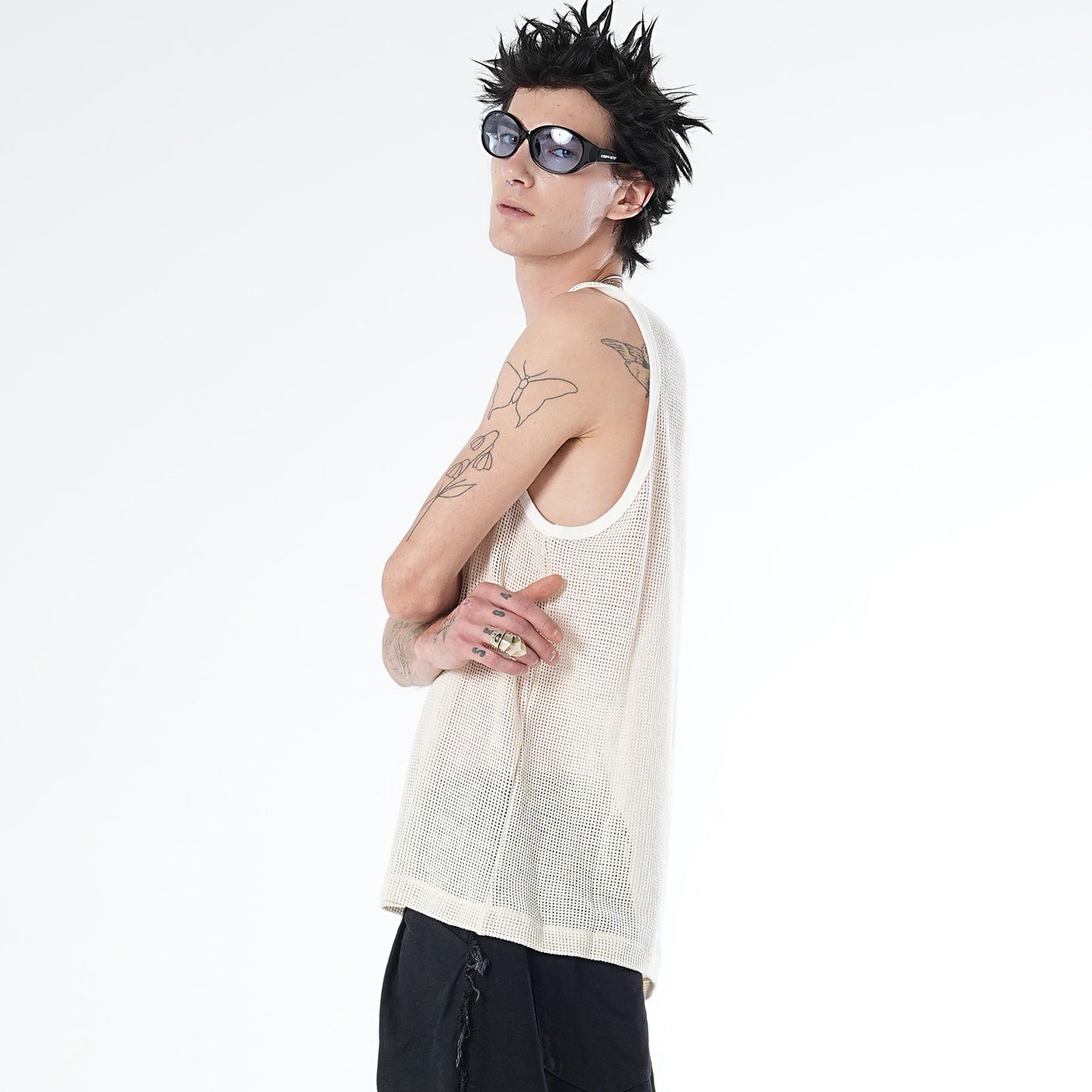 MUZE TURQUOISE LABEL - MESH TANK TOP(WHITE) ミューズ タンクトップ メッシュ ホワイト