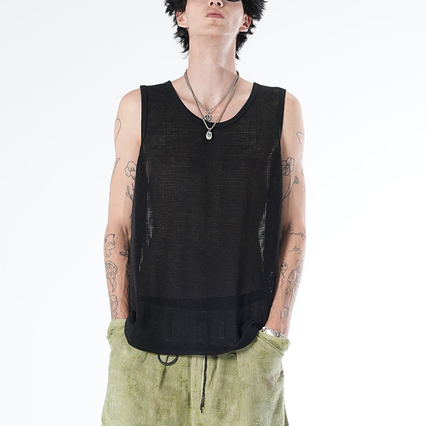MUZE TURQUOISE LABEL - MESH TANK TOP(BLACK) ミューズ タンクトップ メッシュ ブラック