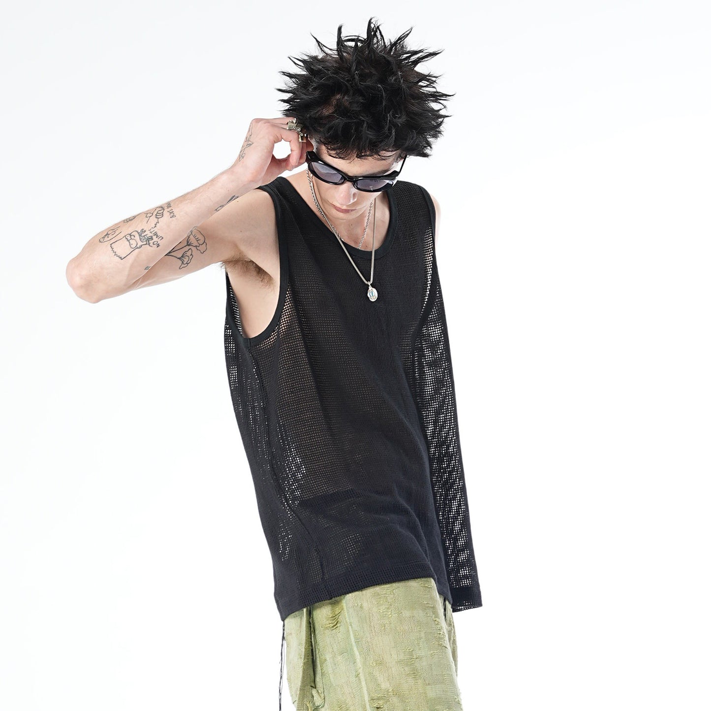 MUZE TURQUOISE LABEL - MESH TANK TOP(BLACK) ミューズ タンクトップ メッシュ ブラック