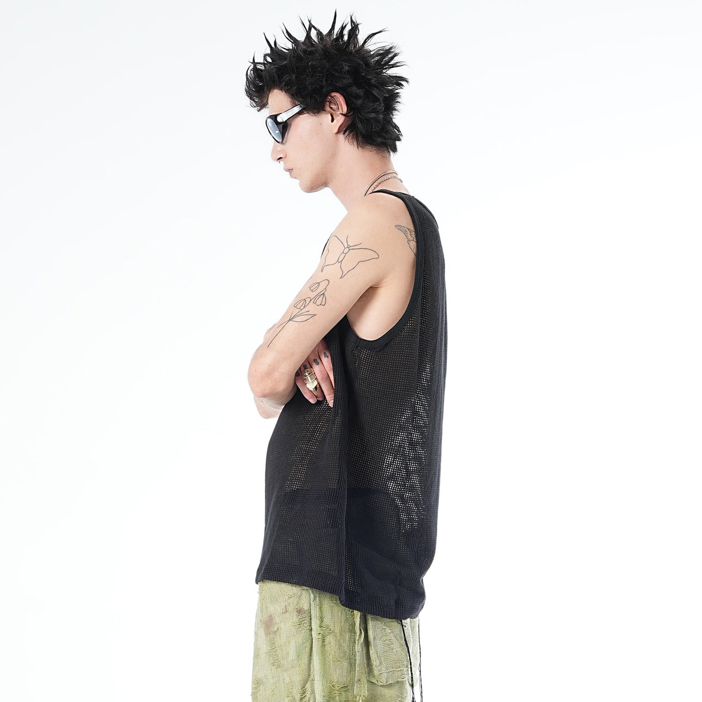 MUZE TURQUOISE LABEL - MESH TANK TOP(BLACK) ミューズ タンクトップ メッシュ ブラック