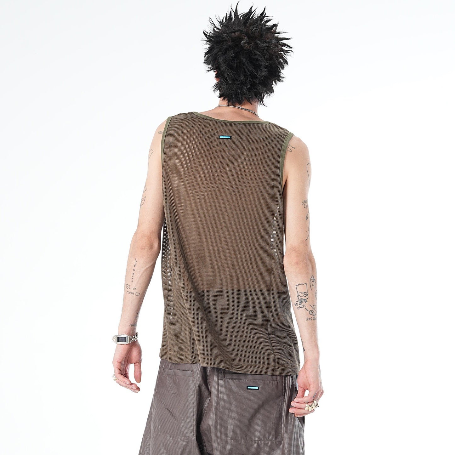 MUZE TURQUOISE LABEL - MESH TANK TOP(KHAKI) ミューズ タンクトップ メッシュ カーキ