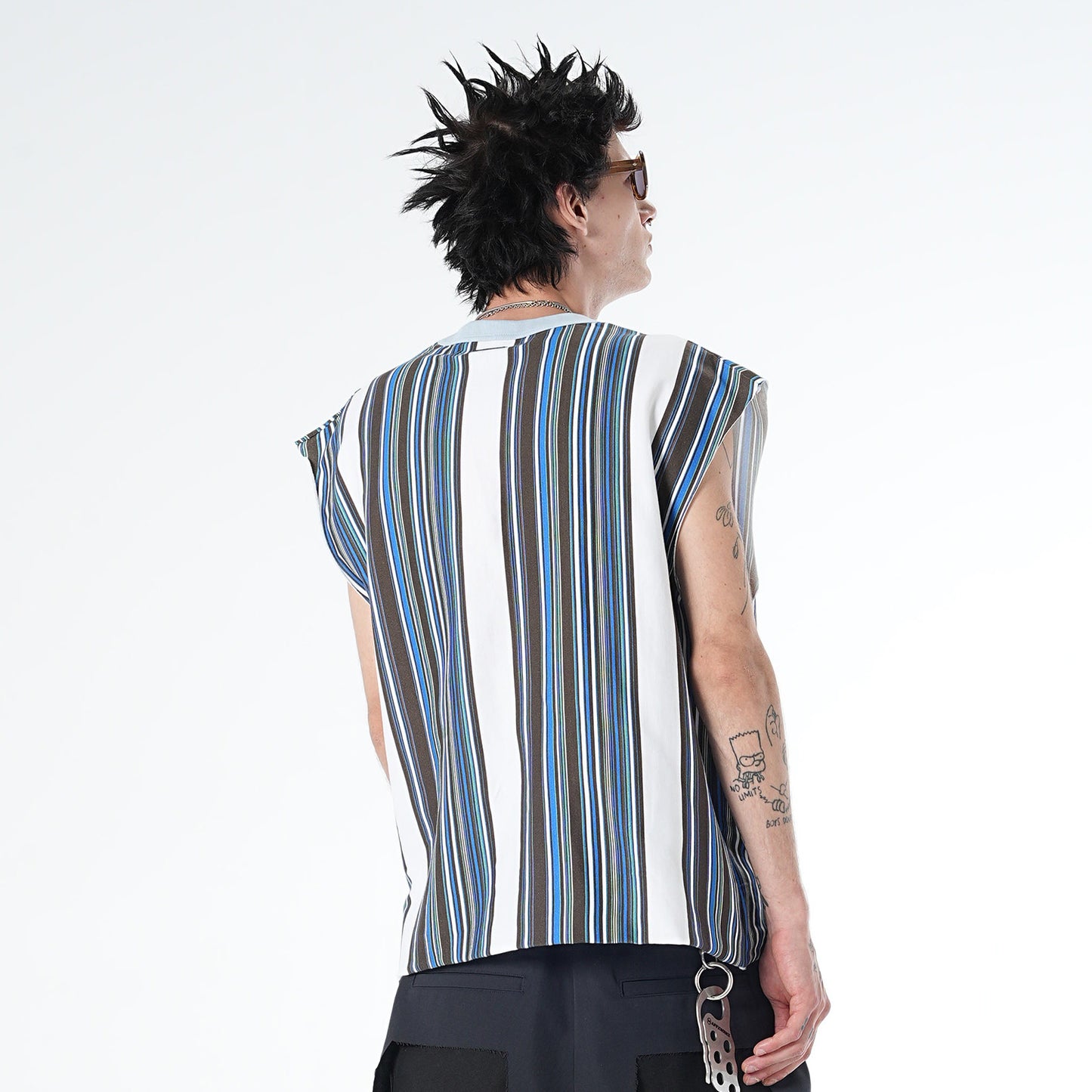 MUZE TURQUOISE LABEL - MULTI STRIPE SLEEVELESS C/T(LIGHT BLUE×WHITE)ミューズ ストライプ ノースリーブ ライトブルー ホワイト