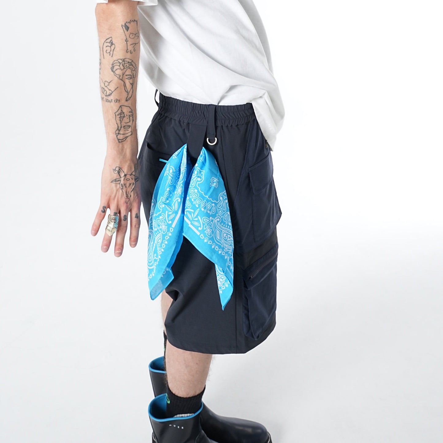 MUZE TURQUOISE LABEL - RIP STOP POCKET SHORTS(NAVY) ミューズ ショーツ ポケット リップストップ ネイビー