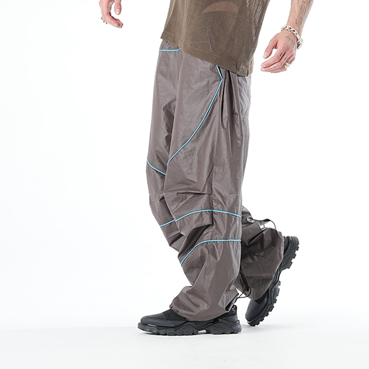 MUZE TURQUOISE LABEL - PIPING WIDE PANTS(BROWN)ミューズ パイピング ワイド パンツ ブラウン