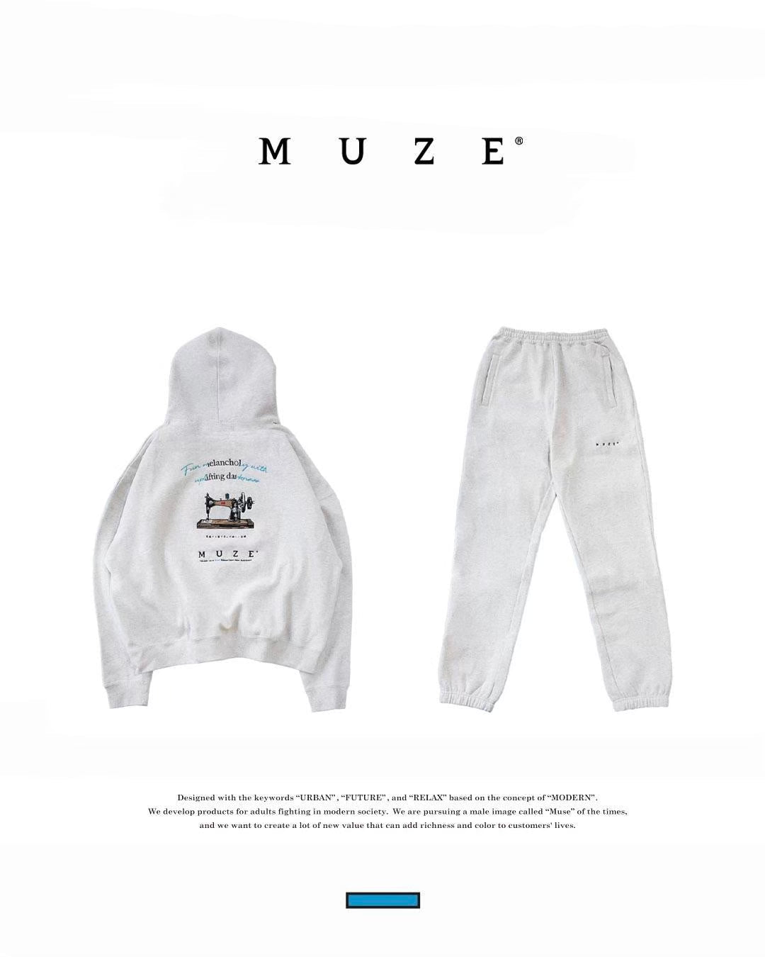 MUZE TURQUOISE LABEL - MUZE®︎ EMBROIDERY SWEAT PANTS(MOKU)ミューズ 2024年秋冬 刺繍 スウェット パンツ モク