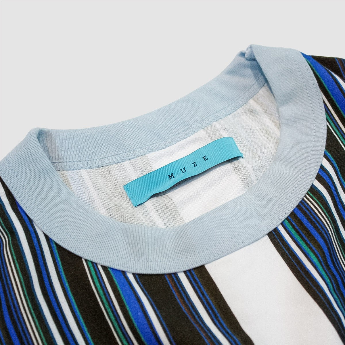 MUZE TURQUOISE LABEL - MULTI STRIPE SLEEVELESS C/T(LIGHT BLUE×WHITE)ミューズ ストライプ ノースリーブ ライトブルー ホワイト