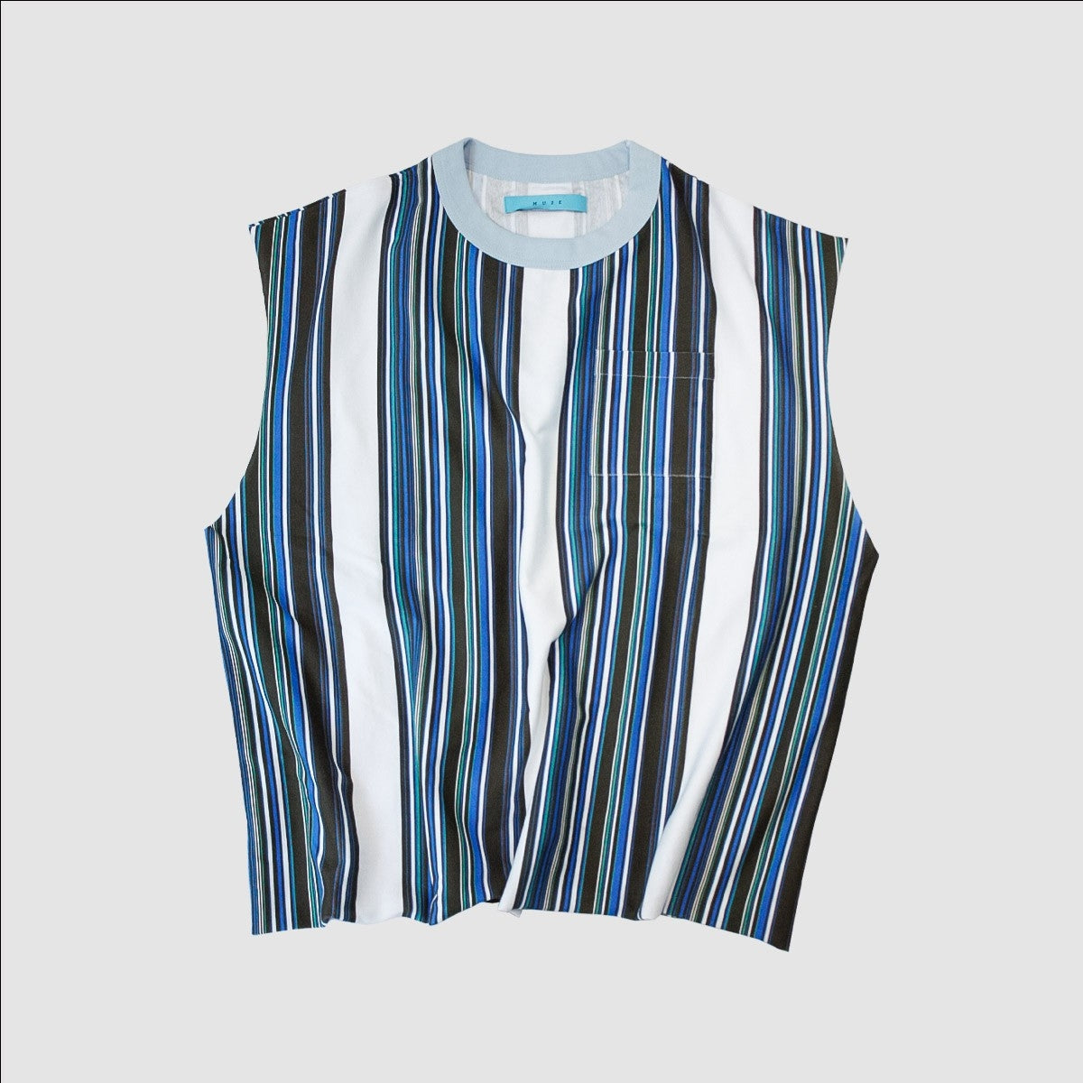 MUZE TURQUOISE LABEL - MULTI STRIPE SLEEVELESS C/T(LIGHT BLUE×WHITE)ミューズ ストライプ ノースリーブ ライトブルー ホワイト