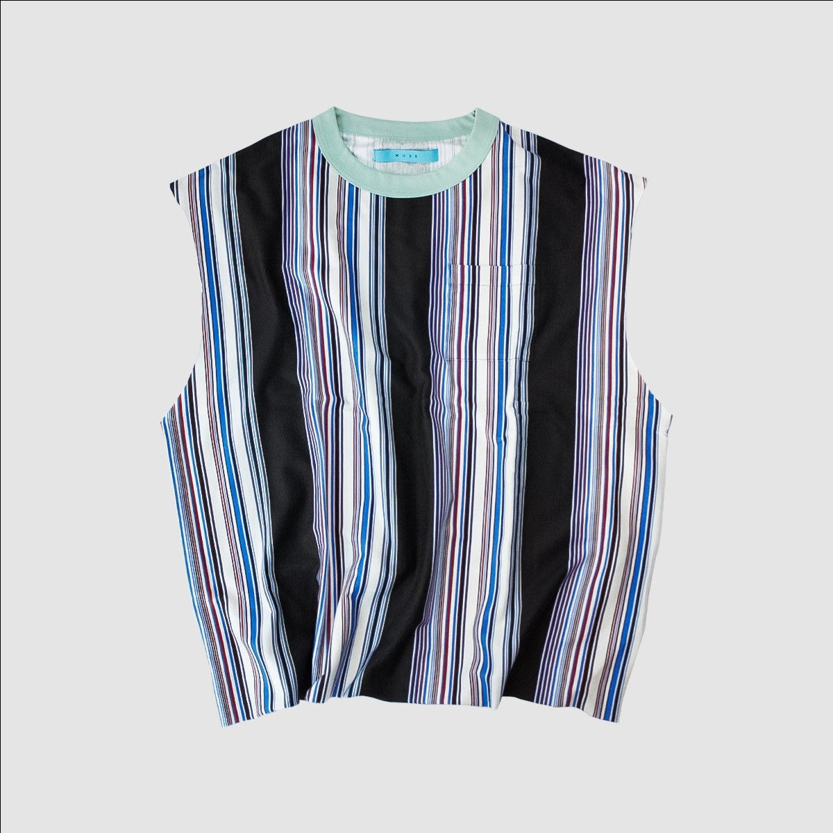 MUZE TURQUOISE LABEL - MULTI STRIPE SLEEVELESS C/T(EMERALD×BROWN) ミューズ ストライプ ノースリーブ エメラルド ブラウン