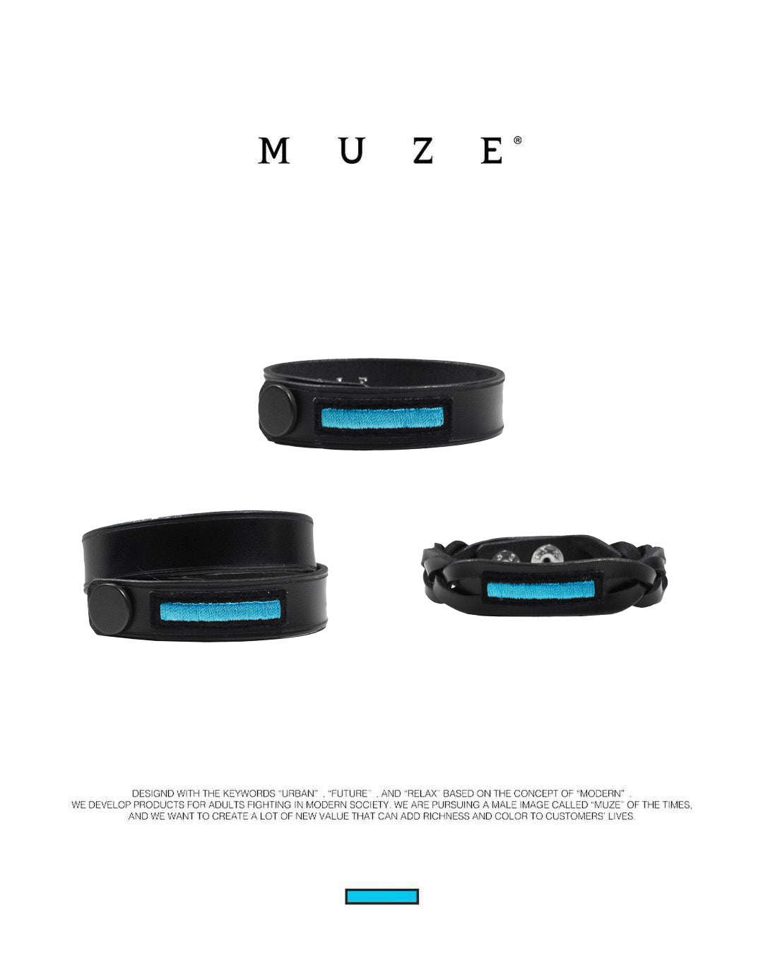 MUZE TURQUOISE LABEL - LEATHER BRACELET(SINGLE)ミューズ レザー ブレスレット シングル
