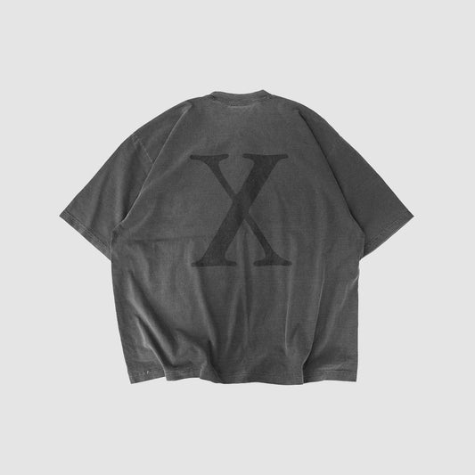 MUZE BLACK LABEL - GARMENT DYE DROP SHOULDER X T-SHIRT(PIGMENT BLACK)ミューズ ガーメントダイ ドロップショルダー Tシャツ ピグメント ブラック