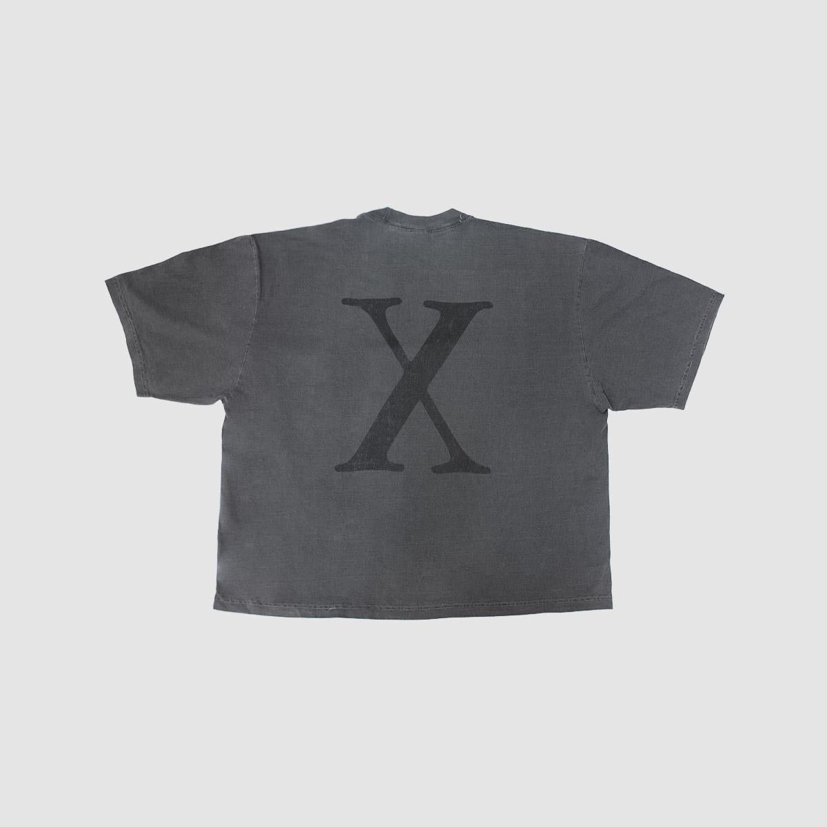 MUZE BLACK LABEL - GARMENT DYE DROP SHOULDER X T-SHIRT(PIGMENT BLACK)ミューズ ガーメントダイ ドロップショルダー Tシャツ ピグメント ブラック