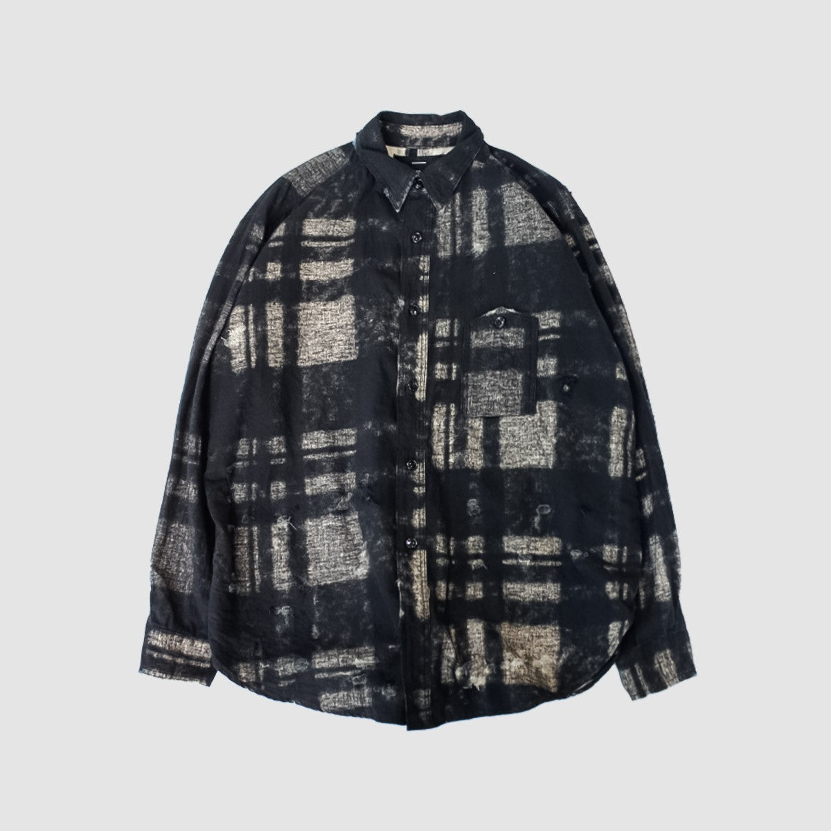 MINUS - Mountain With Chin Strap (SHADOW BUFFALO)(BLACK)マイナス 2023年春夏 長袖シャツ チェック ブラック
