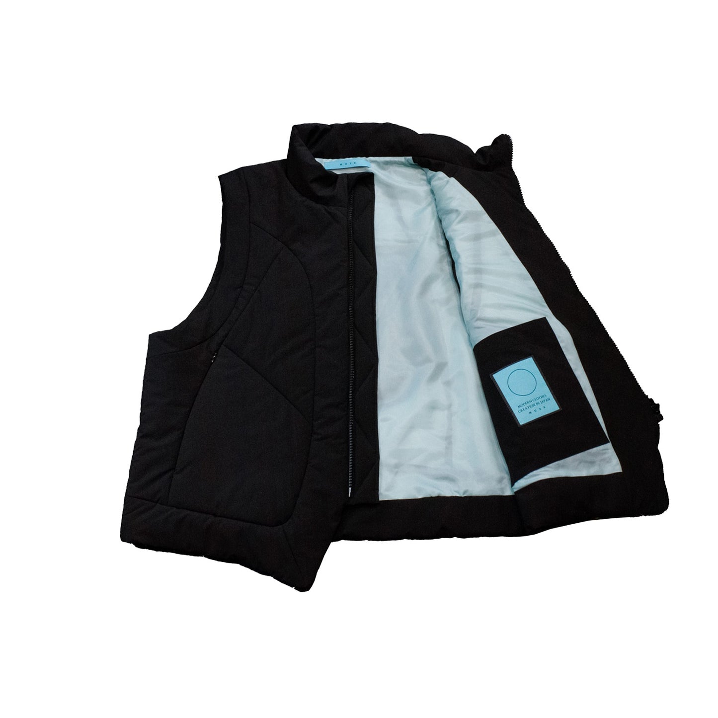 MUZE TURQUOISE LABEL -【PADDED CURVE VEST(BLACK)】ミューズ パデット カーブ ベスト ブラック