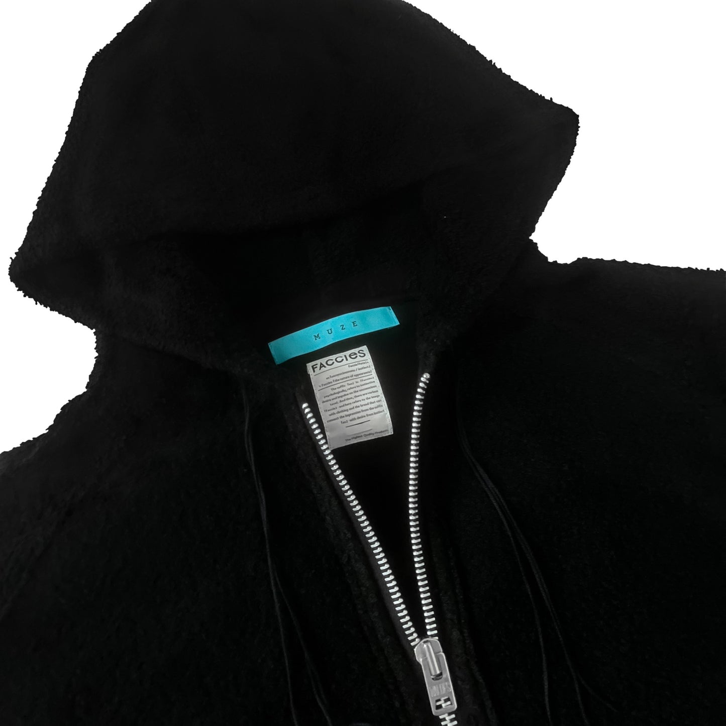 MUZE TURQUOISE LBEL × FACCIES -【LOOPWHEELER SWEAT ZIPUP HOODIE(BLACK)】ミューズ ファッチーズ ジップ パーカー ループウィラー ブラック